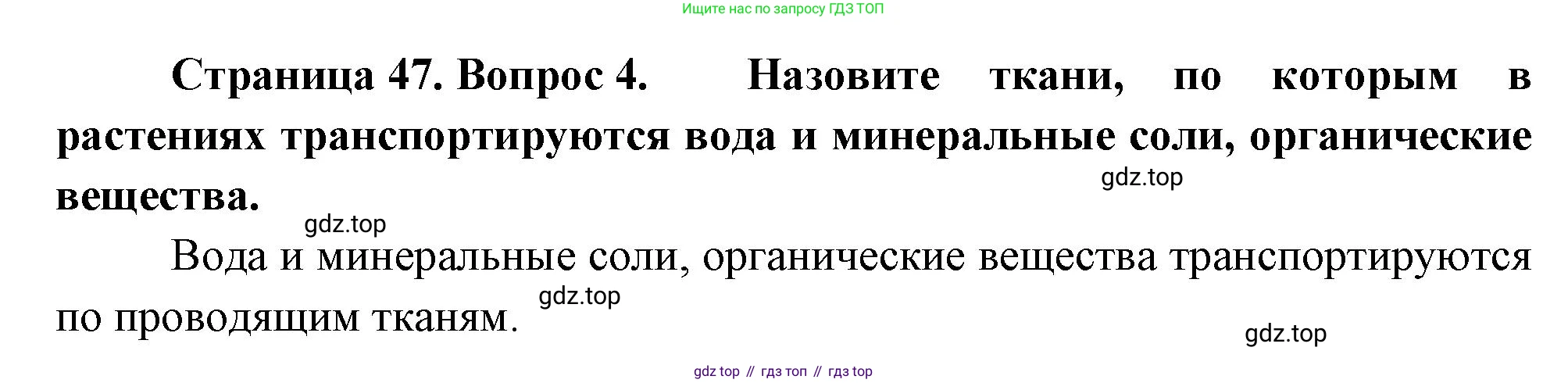 Биология, 6 класс Учебник, авторы: Пономарева Ирма Николаевна, Корнилова Ольга Анатольевна, издательство Просвещение, Москва, 2023, бирюзового цвета, страница 47, номер 4, Решение