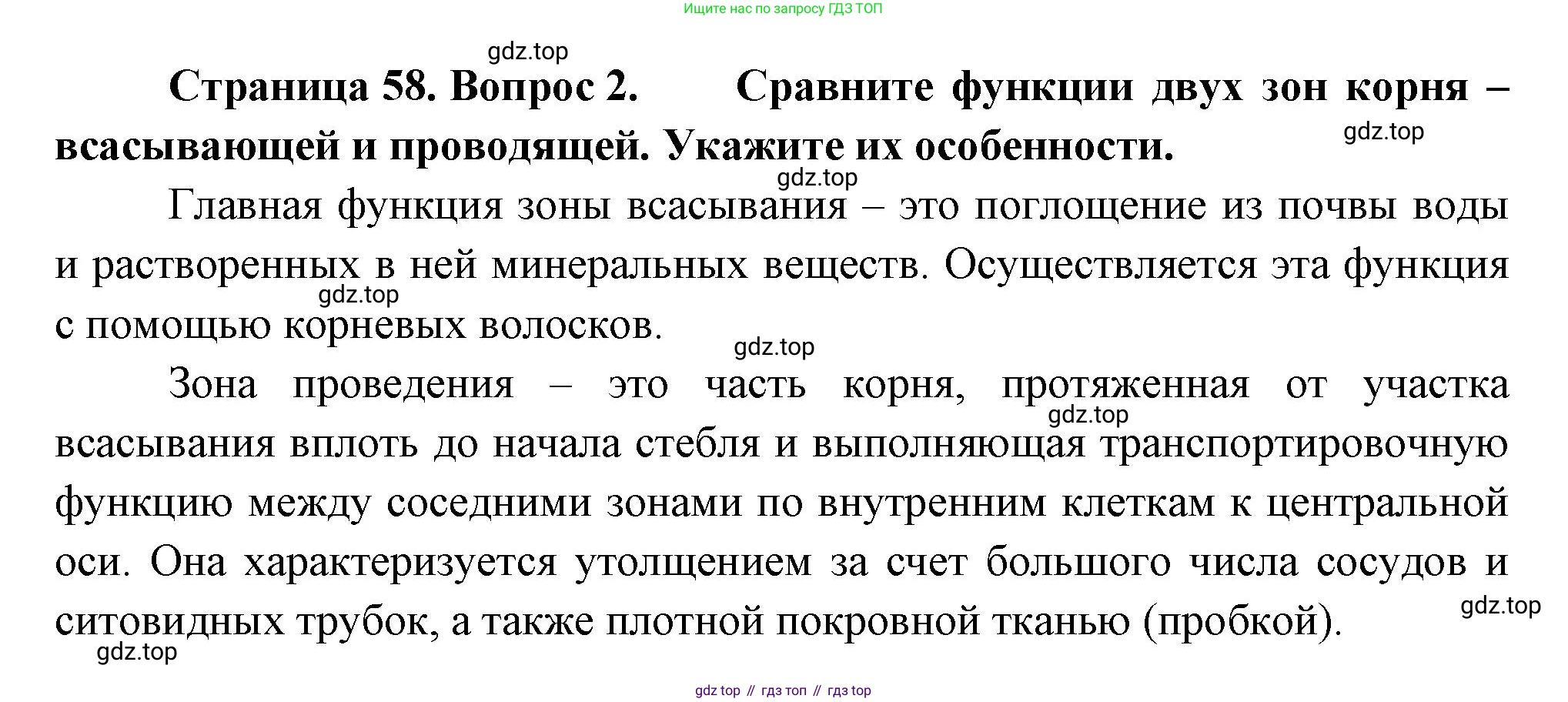 Биология, 6 класс Учебник, авторы: Пономарева Ирма Николаевна, Корнилова Ольга Анатольевна, издательство Просвещение, Москва, 2023, бирюзового цвета, страница 58, номер 2, Решение