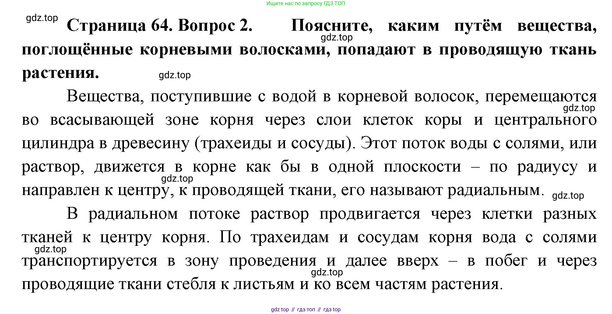 Биология, 6 класс Учебник, авторы: Пономарева Ирма Николаевна, Корнилова Ольга Анатольевна, издательство Просвещение, Москва, 2023, бирюзового цвета, страница 64, номер 2, Решение