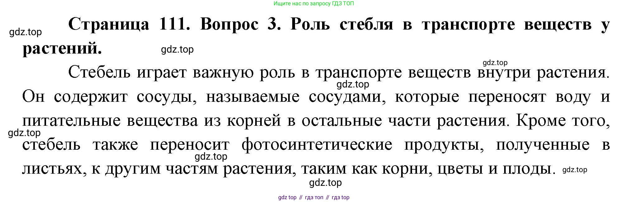 Биология, 6 класс Учебник, авторы: Пономарева Ирма Николаевна, Корнилова Ольга Анатольевна, издательство Просвещение, Москва, 2023, бирюзового цвета, страница 111, номер 3, Решение