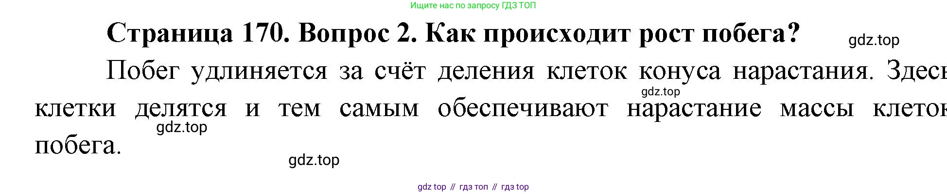 Биология, 6 класс Учебник, авторы: Пономарева Ирма Николаевна, Корнилова Ольга Анатольевна, издательство Просвещение, Москва, 2023, бирюзового цвета, страница 170, номер 2, Решение