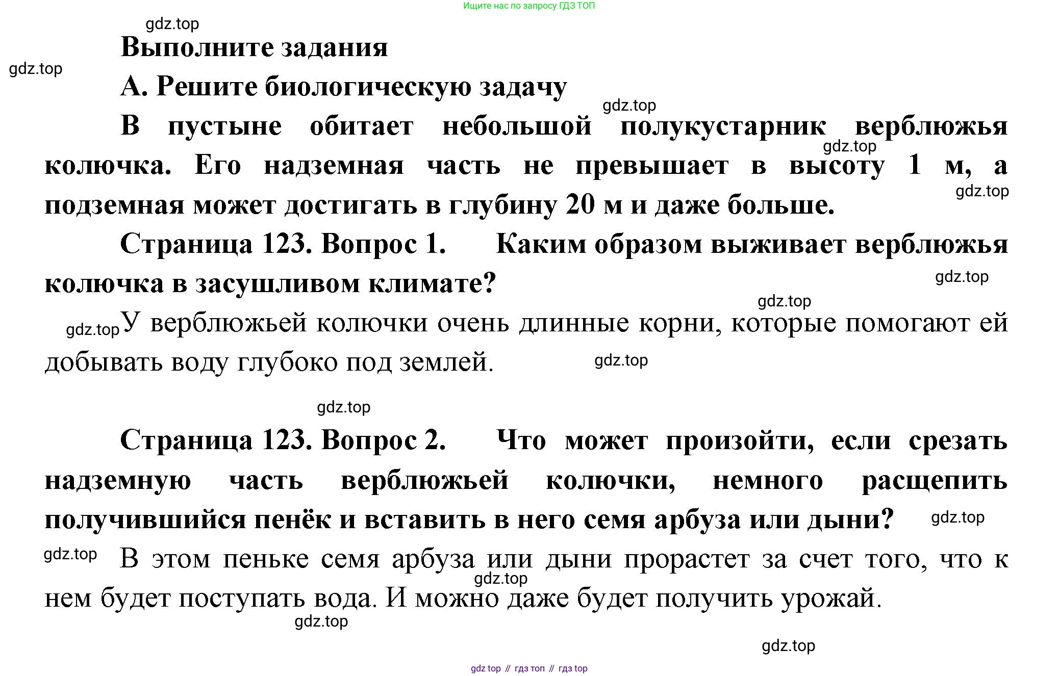 Биология, 6 класс Учебник, авторы: Пономарева Ирма Николаевна, Корнилова Ольга Анатольевна, издательство Просвещение, Москва, 2023, бирюзового цвета, страница 123, номер А, Решение