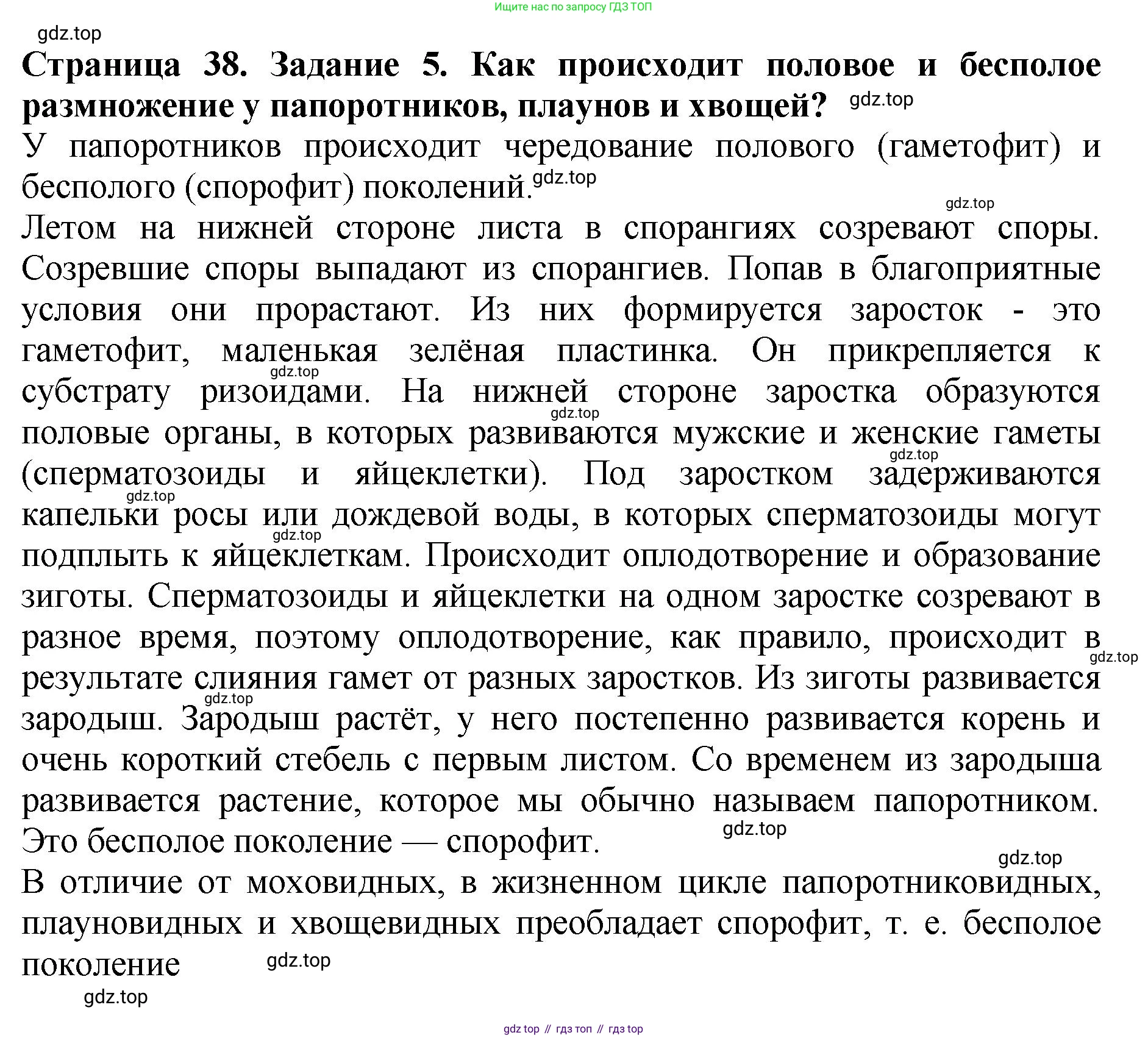 ГДЗ Биология, 7 класс Учебник, авторы: Пасечник Владимир Васильевич, Суматохин Сергей Витальевич, Гапонюк Зоя Георгиевна, Швецов Глеб Геннадьевич, издательство Просвещение, Москва, 2023, бирюзового цвета, страница 38, номер 5, Решение 2