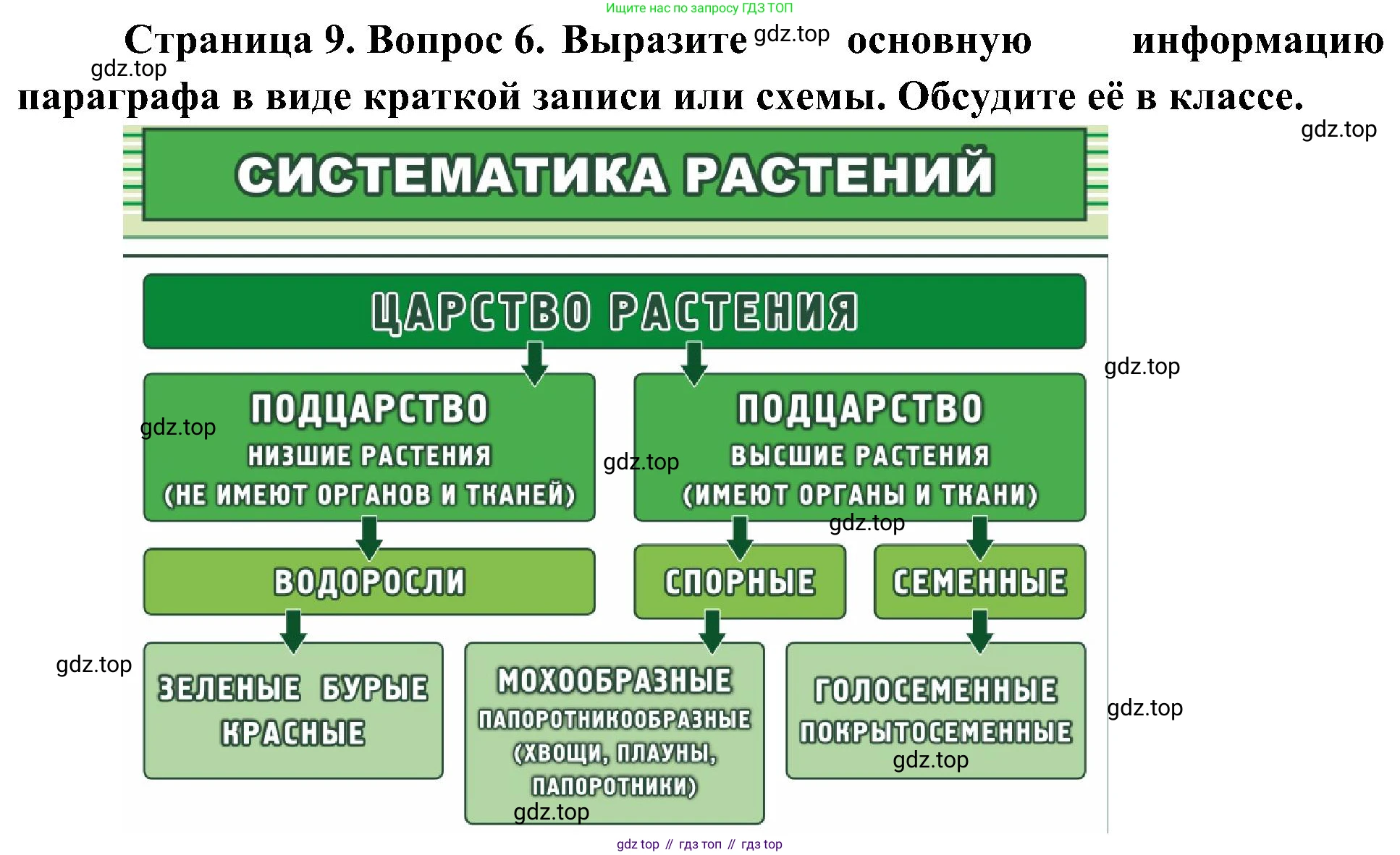 ГДЗ Биология, 7 класс Учебник, авторы: Пономарева Ирма Николаевна, Корнилова Ольга Анатольевна, издательство Просвещение, Москва, 2023, зелёного цвета, страница 9, номер 6, Решение