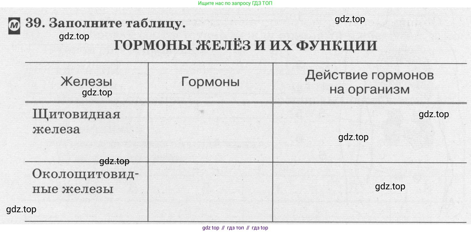 ГДЗ Биология, 8 класс рабочая тетрадь, авторы: Сонин Николай Иванович, Агафонова Инна Борисовна, издательство Просвещение, Москва, 2021, белого цвета, страница 30, номер 39, Условие