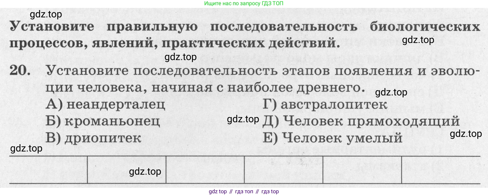 ГДЗ Биология, 8 класс рабочая тетрадь, авторы: Сонин Николай Иванович, Агафонова Инна Борисовна, издательство Просвещение, Москва, 2021, белого цвета, страница 16, номер 20, Условие