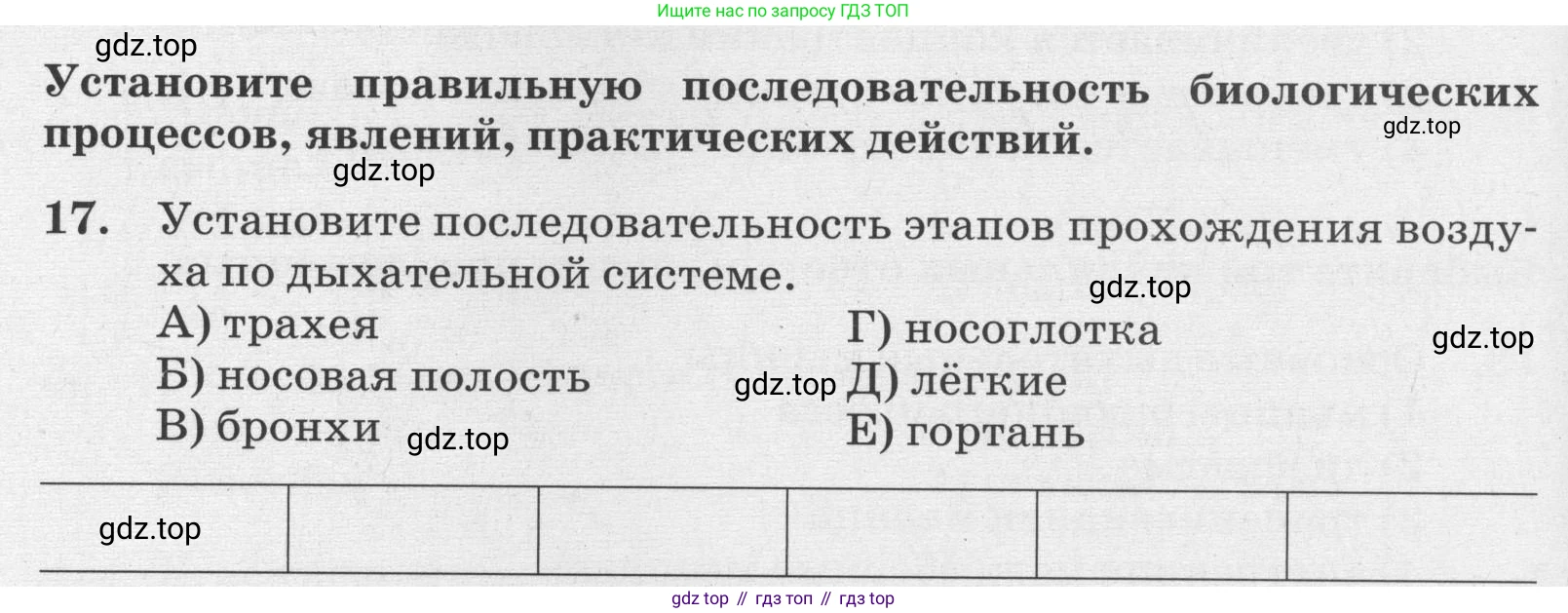 ГДЗ Биология, 8 класс рабочая тетрадь, авторы: Сонин Николай Иванович, Агафонова Инна Борисовна, издательство Просвещение, Москва, 2021, белого цвета, страница 98, номер 17, Условие