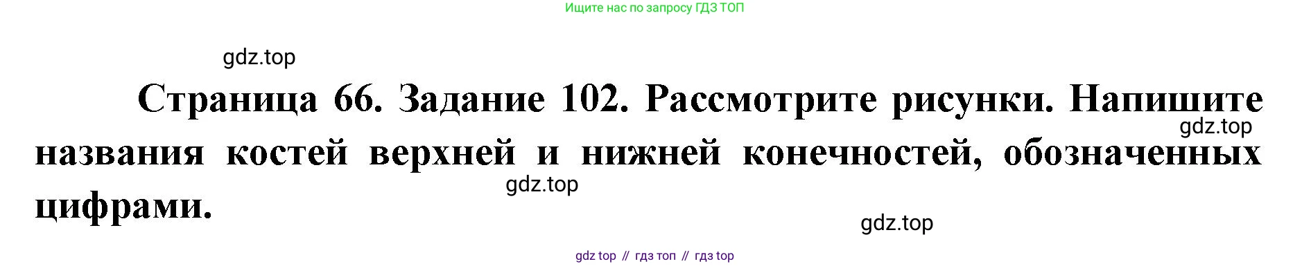 ГДЗ Биология, 8 класс рабочая тетрадь, авторы: Сонин Николай Иванович, Агафонова Инна Борисовна, издательство Просвещение, Москва, 2021, белого цвета, страница 66, номер 102, Решение