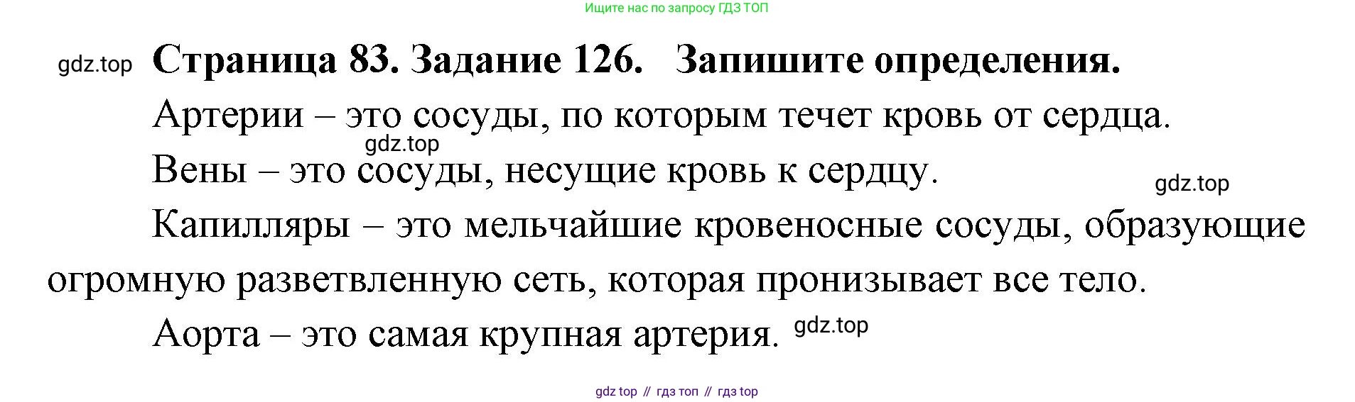 ГДЗ Биология, 8 класс рабочая тетрадь, авторы: Сонин Николай Иванович, Агафонова Инна Борисовна, издательство Просвещение, Москва, 2021, белого цвета, страница 83, номер 126, Решение