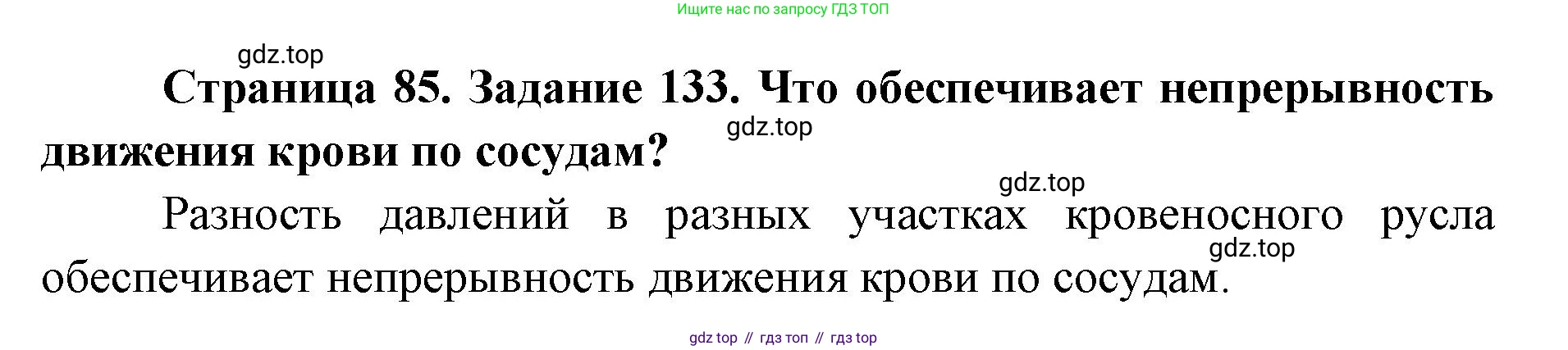 ГДЗ Биология, 8 класс рабочая тетрадь, авторы: Сонин Николай Иванович, Агафонова Инна Борисовна, издательство Просвещение, Москва, 2021, белого цвета, страница 85, номер 133, Решение