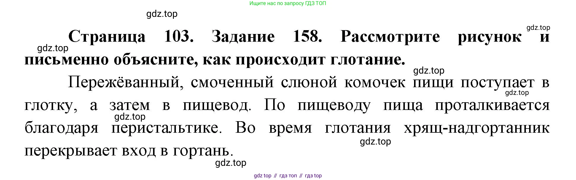 ГДЗ Биология, 8 класс рабочая тетрадь, авторы: Сонин Николай Иванович, Агафонова Инна Борисовна, издательство Просвещение, Москва, 2021, белого цвета, страница 103, номер 158, Решение