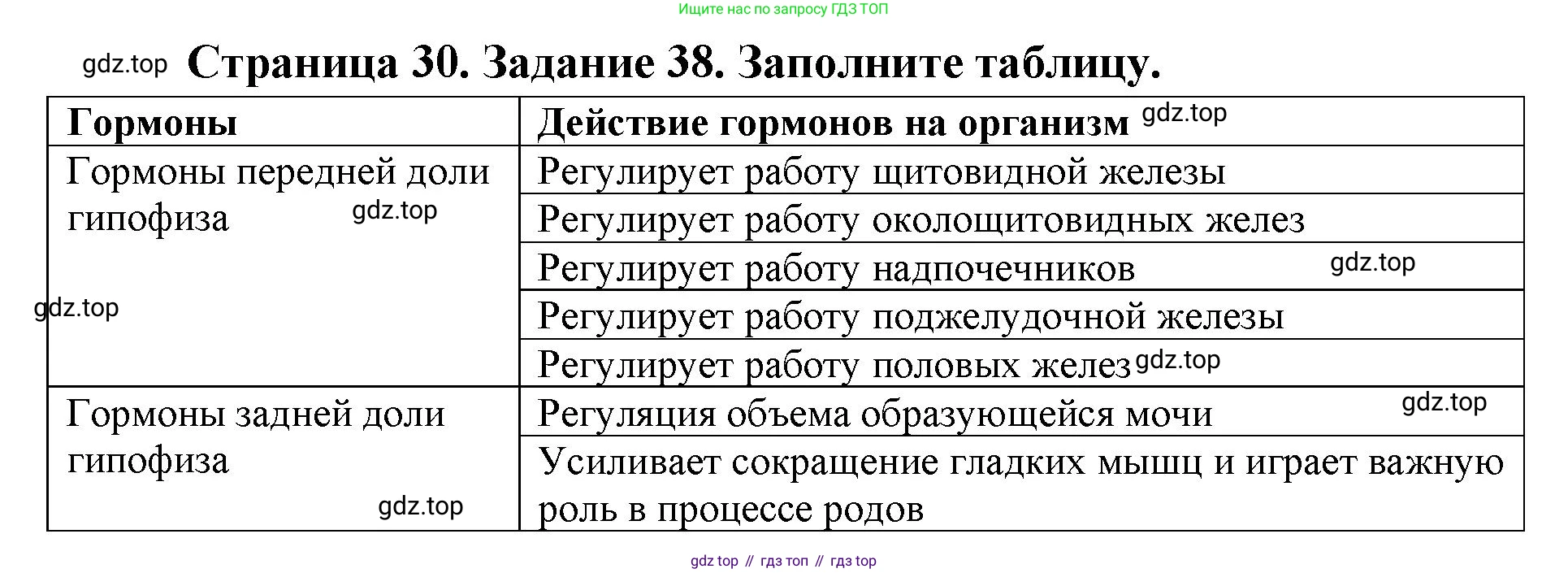 ГДЗ Биология, 8 класс рабочая тетрадь, авторы: Сонин Николай Иванович, Агафонова Инна Борисовна, издательство Просвещение, Москва, 2021, белого цвета, страница 30, номер 38, Решение