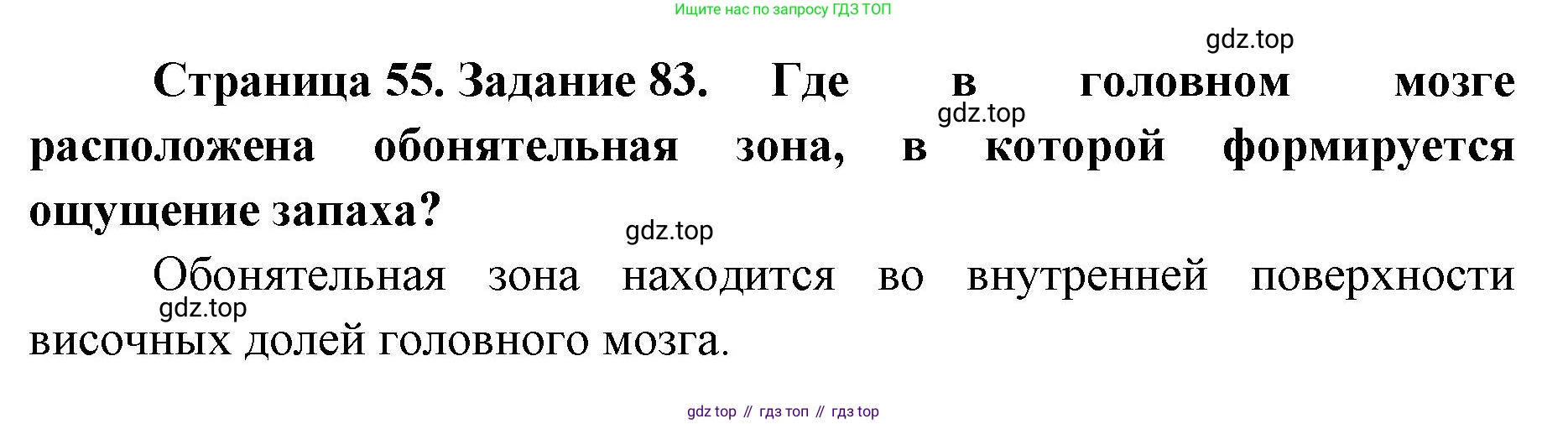 ГДЗ Биология, 8 класс рабочая тетрадь, авторы: Сонин Николай Иванович, Агафонова Инна Борисовна, издательство Просвещение, Москва, 2021, белого цвета, страница 55, номер 83, Решение