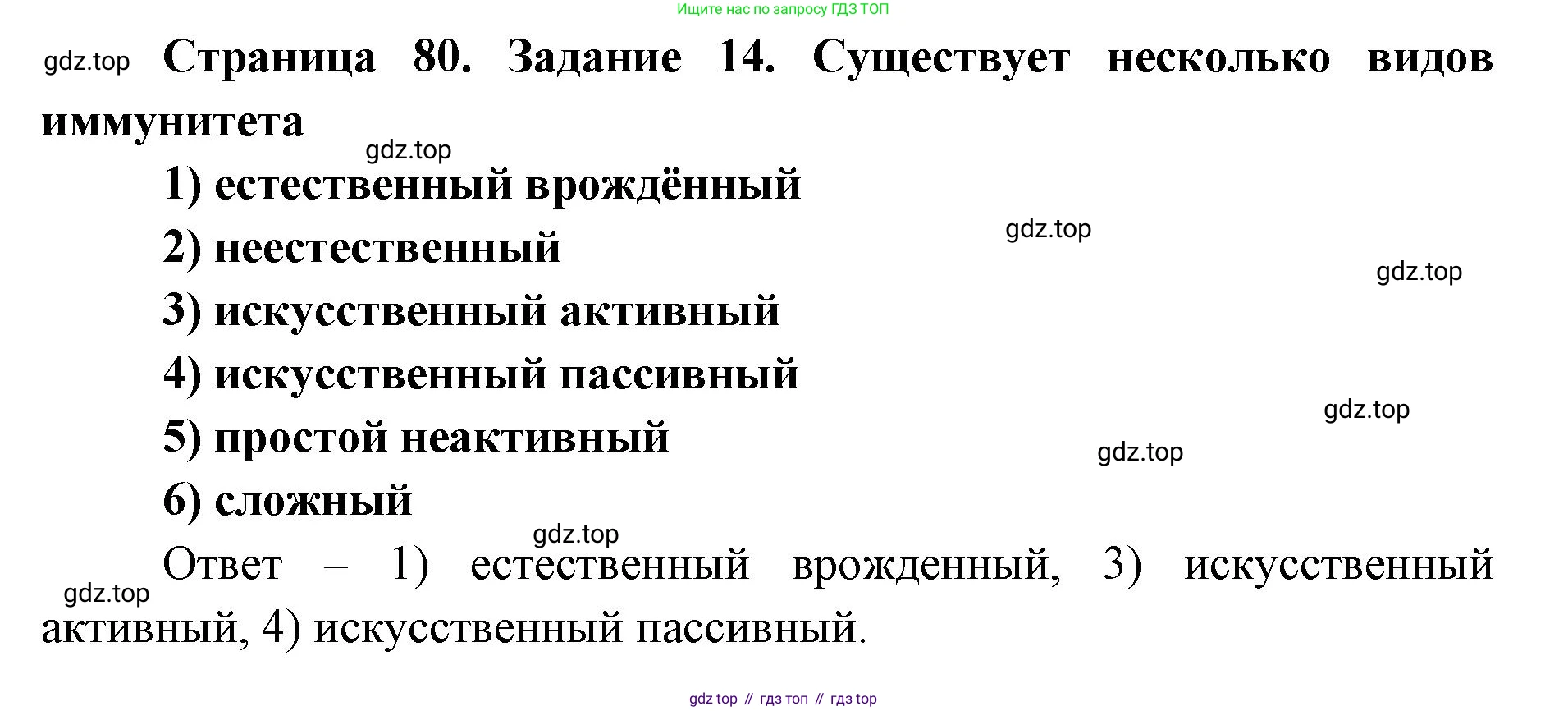 ГДЗ Биология, 8 класс рабочая тетрадь, авторы: Сонин Николай Иванович, Агафонова Инна Борисовна, издательство Просвещение, Москва, 2021, белого цвета, страница 80, номер 14, Решение
