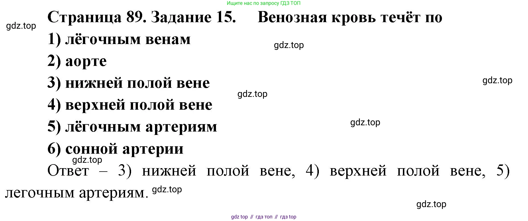 ГДЗ Биология, 8 класс рабочая тетрадь, авторы: Сонин Николай Иванович, Агафонова Инна Борисовна, издательство Просвещение, Москва, 2021, белого цвета, страница 89, номер 15, Решение