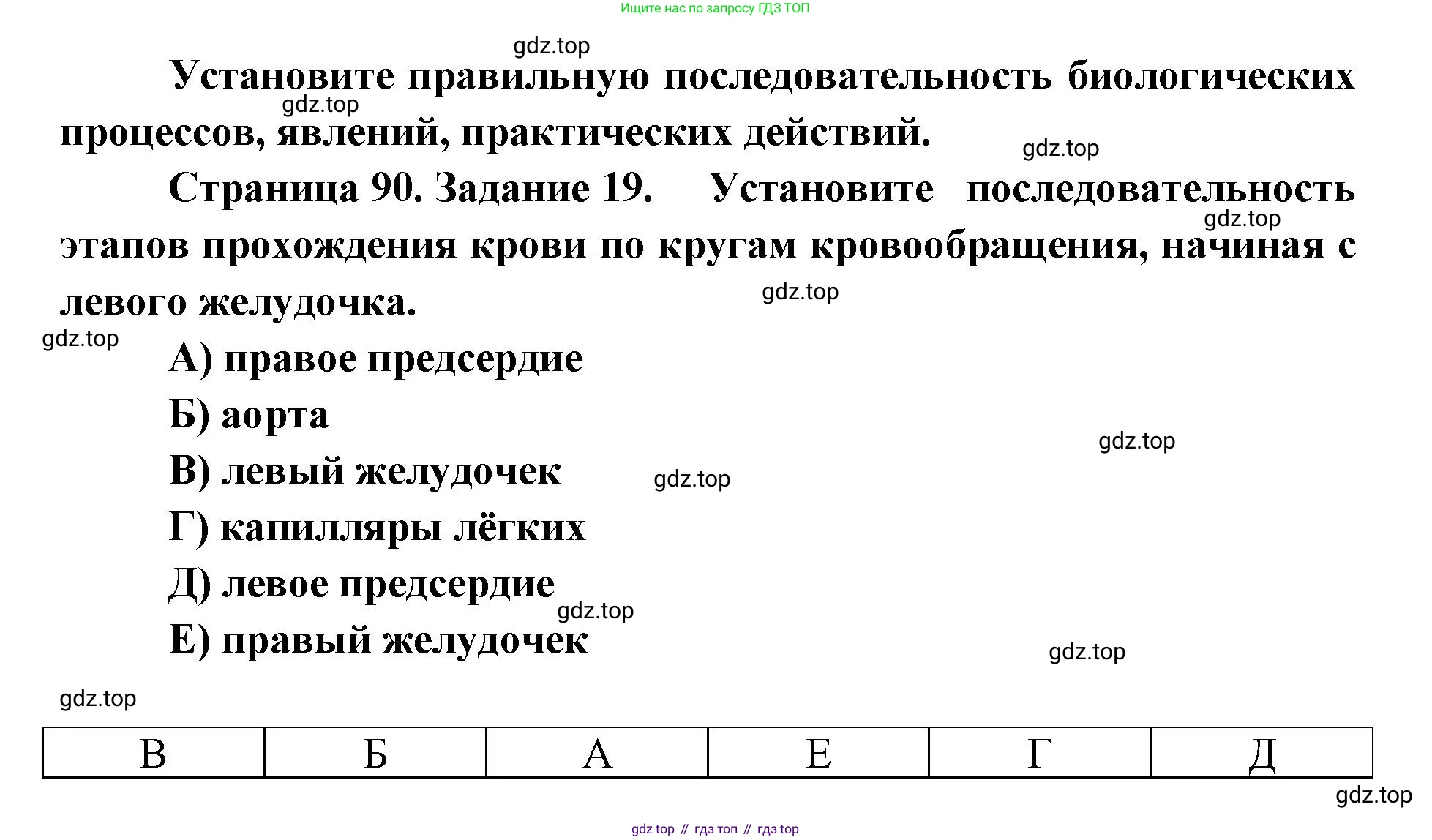 ГДЗ Биология, 8 класс рабочая тетрадь, авторы: Сонин Николай Иванович, Агафонова Инна Борисовна, издательство Просвещение, Москва, 2021, белого цвета, страница 90, номер 19, Решение