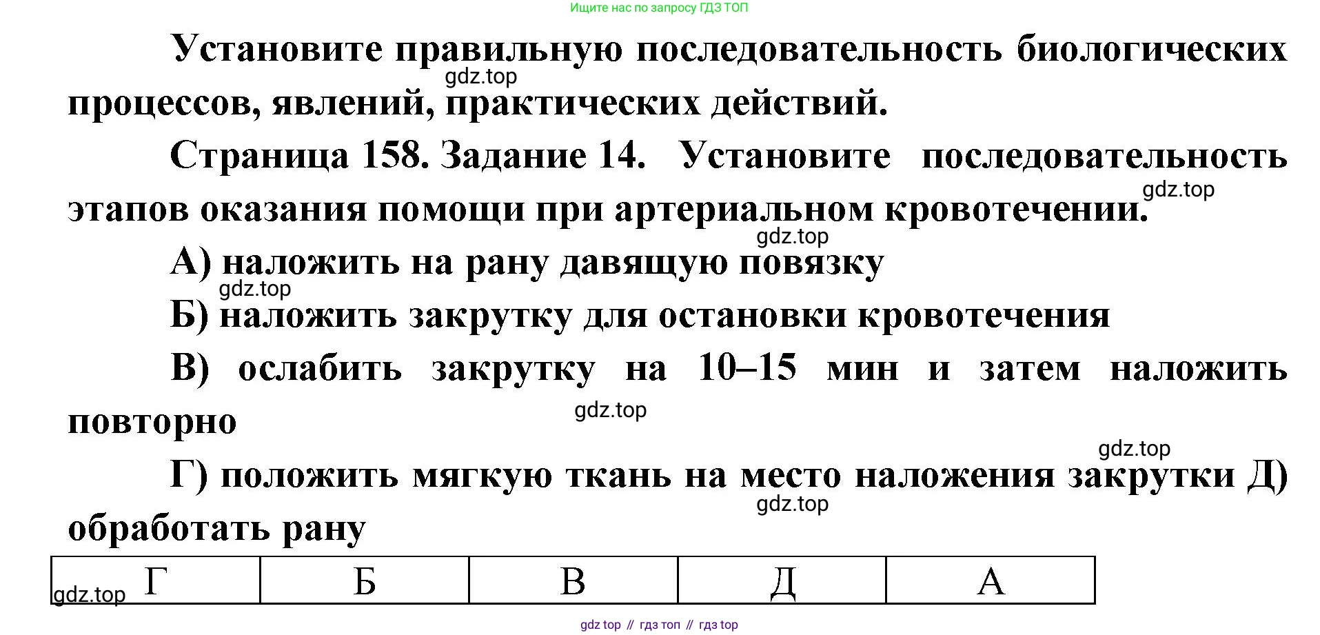 ГДЗ Биология, 8 класс рабочая тетрадь, авторы: Сонин Николай Иванович, Агафонова Инна Борисовна, издательство Просвещение, Москва, 2021, белого цвета, страница 158, номер 14, Решение
