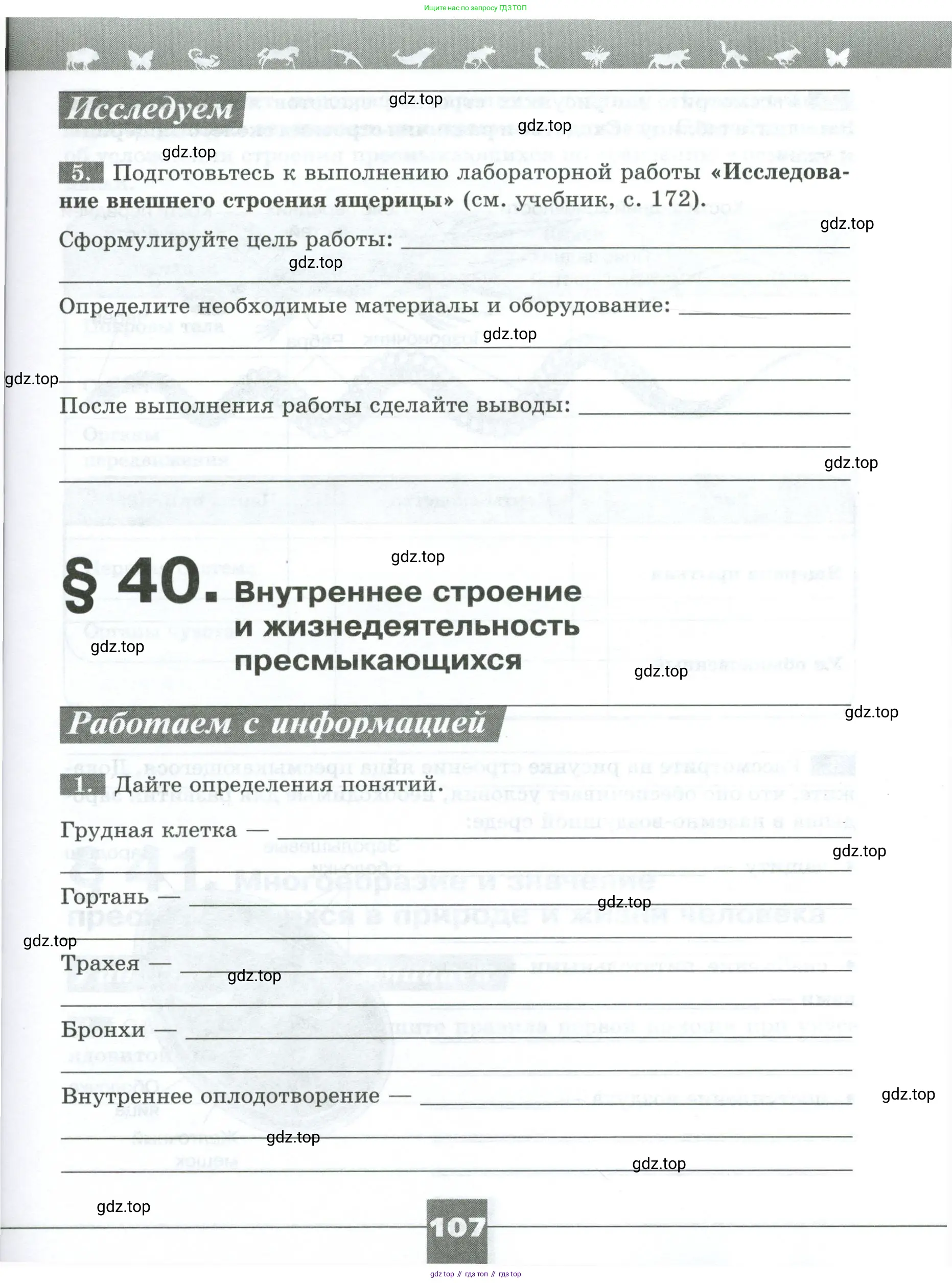 Биология, 8 класс рабочая тетрадь, авторы: Суматохин Сергей Витальевич, Пасечник Владимир Васильевич, Гапонюк Зоя Георгиевна, издательство Просвещение, Москва, 2023, оранжевого цвета, страница 107