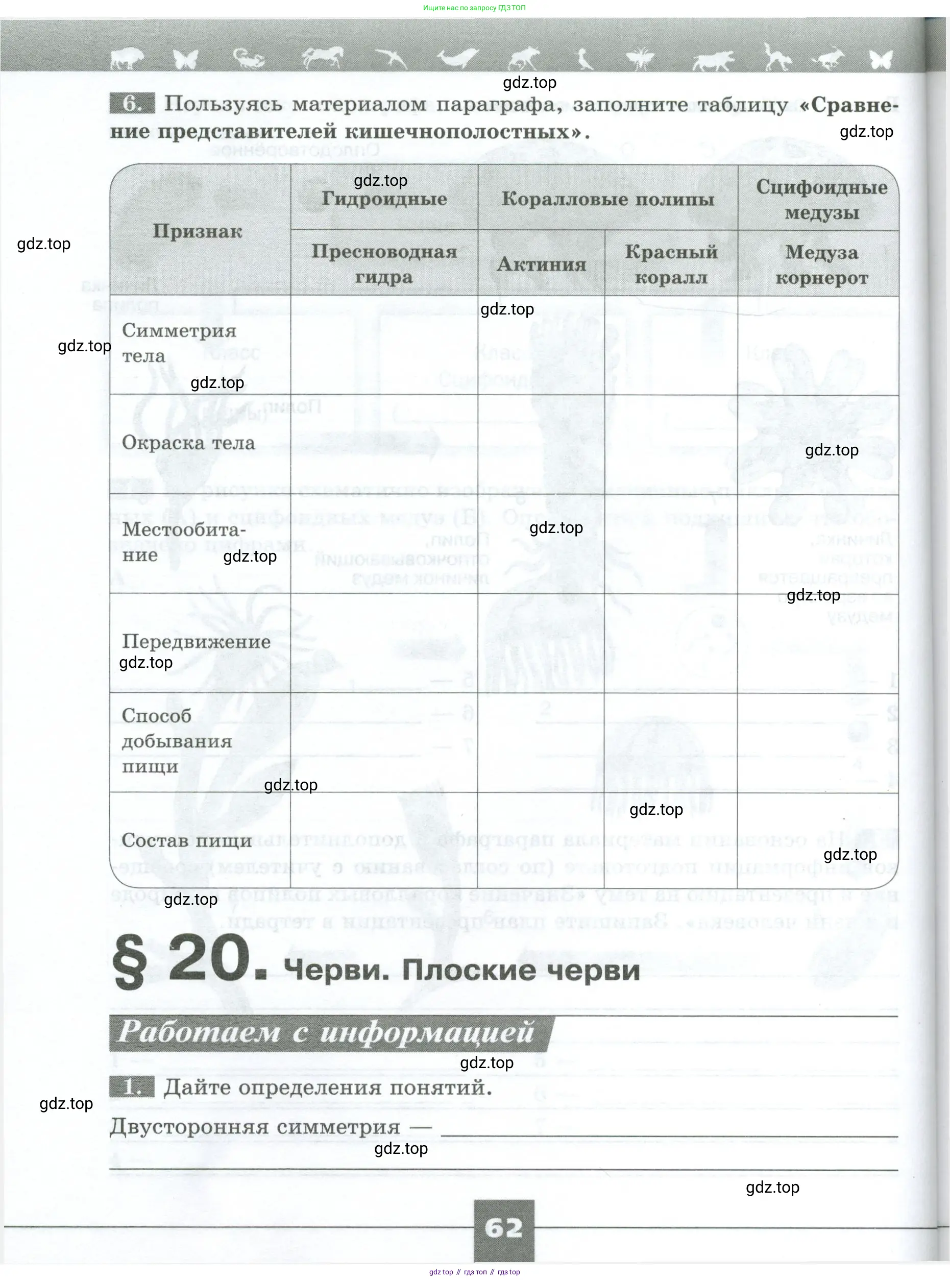 Биология, 8 класс рабочая тетрадь, авторы: Суматохин Сергей Витальевич, Пасечник Владимир Васильевич, Гапонюк Зоя Георгиевна, издательство Просвещение, Москва, 2023, оранжевого цвета, страница 62