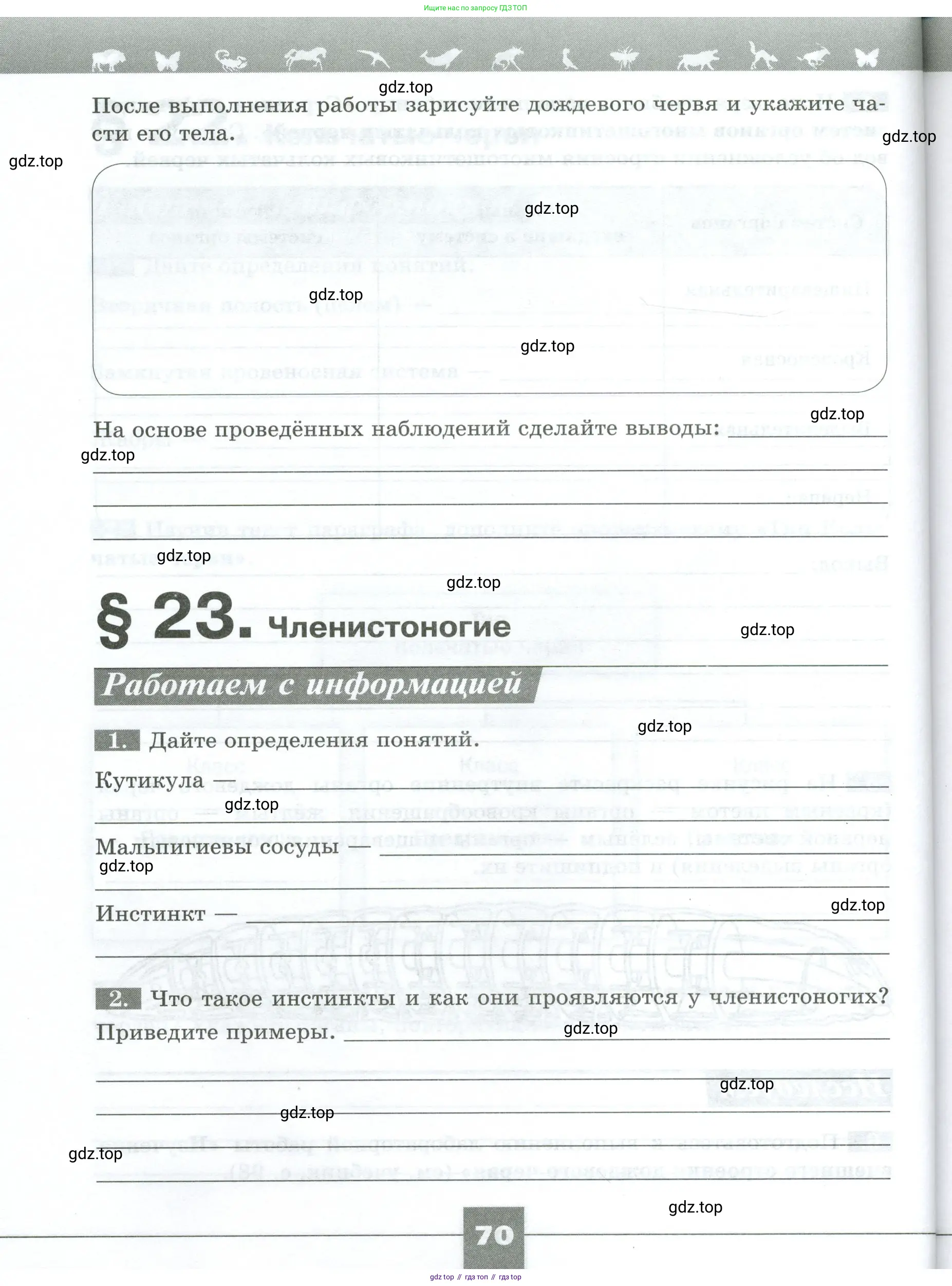 Биология, 8 класс рабочая тетрадь, авторы: Суматохин Сергей Витальевич, Пасечник Владимир Васильевич, Гапонюк Зоя Георгиевна, издательство Просвещение, Москва, 2023, оранжевого цвета, страница 70
