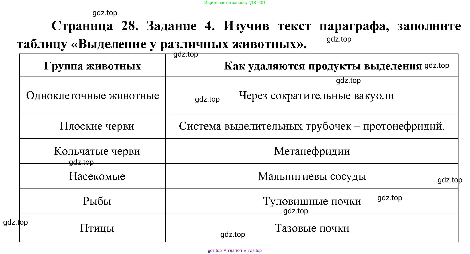 Биология, 8 класс рабочая тетрадь, авторы: Суматохин Сергей Витальевич, Пасечник Владимир Васильевич, Гапонюк Зоя Георгиевна, издательство Просвещение, Москва, 2023, оранжевого цвета, страница 28, номер 4, Решение