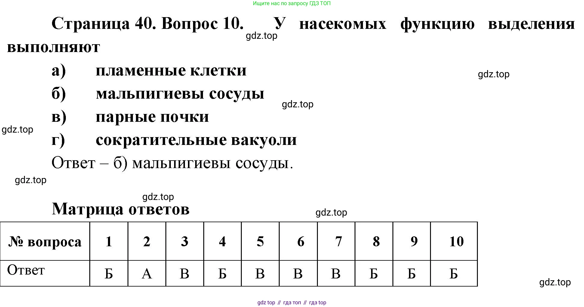 Биология, 8 класс рабочая тетрадь, авторы: Суматохин Сергей Витальевич, Пасечник Владимир Васильевич, Гапонюк Зоя Георгиевна, издательство Просвещение, Москва, 2023, оранжевого цвета, страница 40, номер 10, Решение