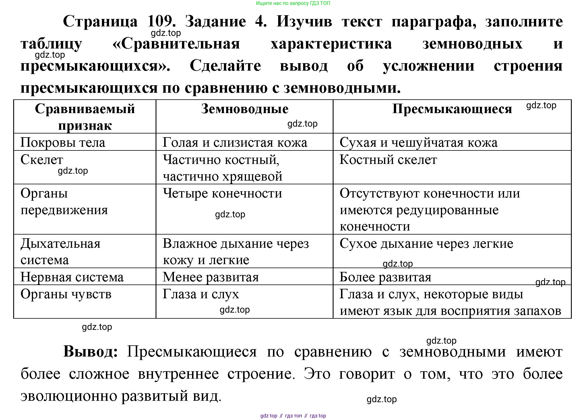 Биология, 8 класс рабочая тетрадь, авторы: Суматохин Сергей Витальевич, Пасечник Владимир Васильевич, Гапонюк Зоя Георгиевна, издательство Просвещение, Москва, 2023, оранжевого цвета, страница 109, номер 4, Решение