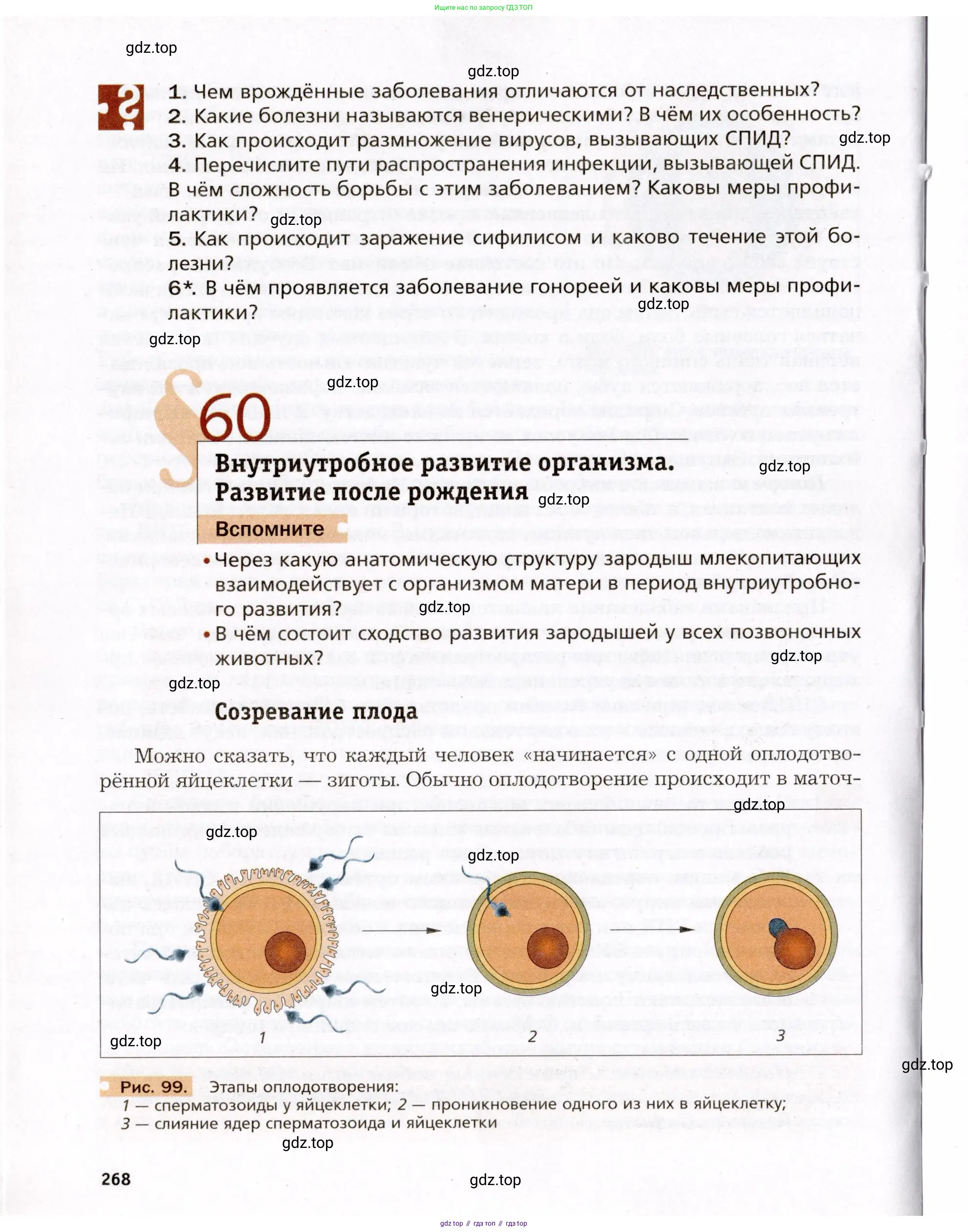 Биология, 8 класс Учебник, авторы: Драгомилов Александр Григорьевич, Маш Реми Давидович, издательство Просвещение, Москва, 2019, оранжевого цвета, страница 268