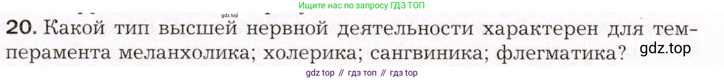 Биология, 8 класс Учебник, авторы: Драгомилов Александр Григорьевич, Маш Реми Давидович, издательство Просвещение, Москва, 2019, оранжевого цвета, страница 259, номер 20, Условие