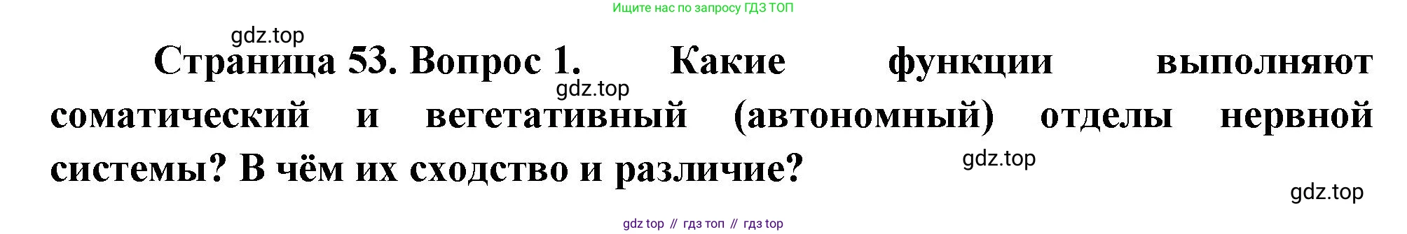 Биология, 8 класс Учебник, авторы: Драгомилов Александр Григорьевич, Маш Реми Давидович, издательство Просвещение, Москва, 2019, оранжевого цвета, страница 53, номер 1, Решение