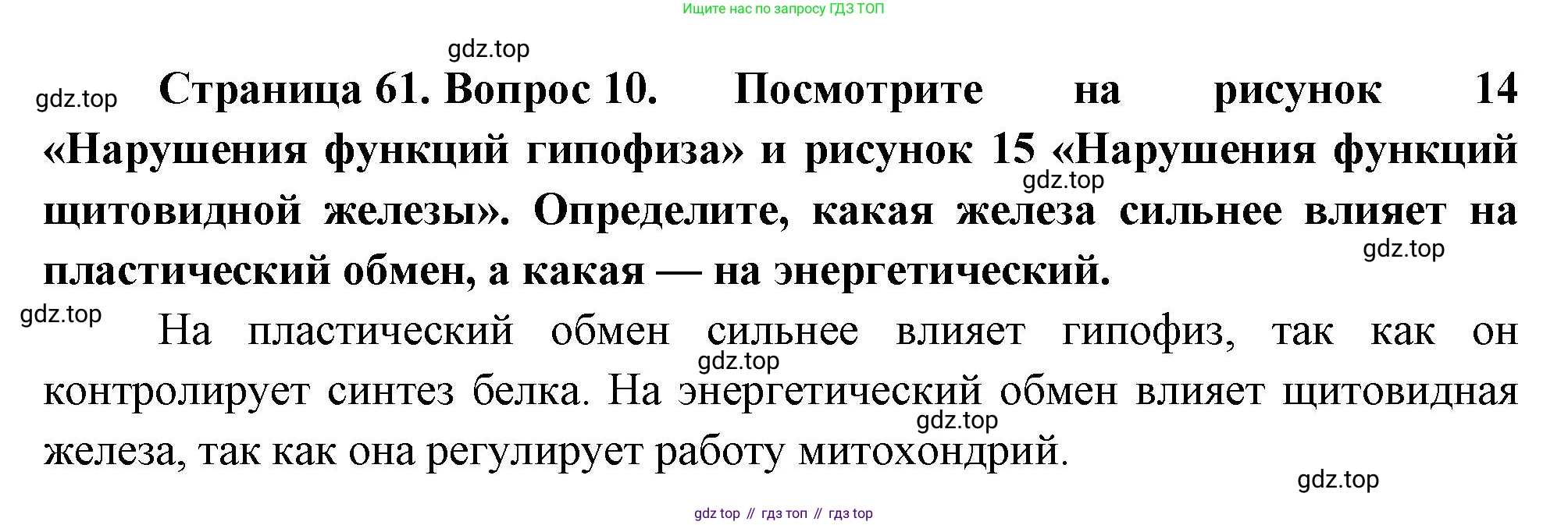 Биология, 8 класс Учебник, авторы: Драгомилов Александр Григорьевич, Маш Реми Давидович, издательство Просвещение, Москва, 2019, оранжевого цвета, страница 61, номер 10, Решение