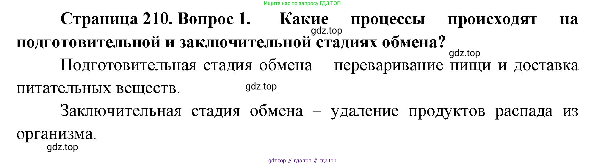 Биология, 8 класс Учебник, авторы: Драгомилов Александр Григорьевич, Маш Реми Давидович, издательство Просвещение, Москва, 2019, оранжевого цвета, страница 210, номер 1, Решение