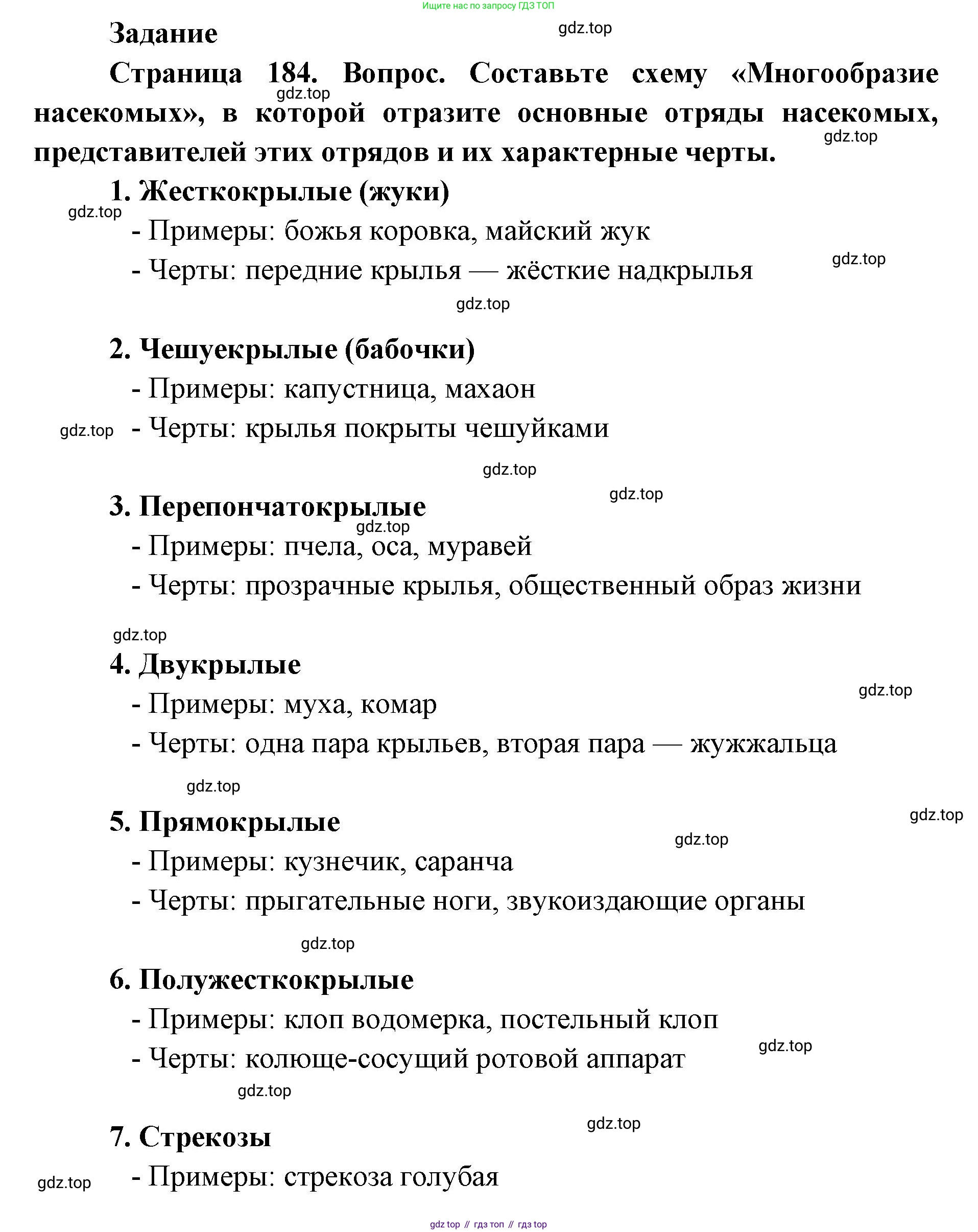 ГДЗ Биология, 8 класс Учебник, авторы: Латюшин Виталий Викторович, Шапкин Владимир Алексеевич, Озерова Жанна Анатольевна, издательство Просвещение, Москва, 2021, белого цвета, страница 184, номер 1, Решение