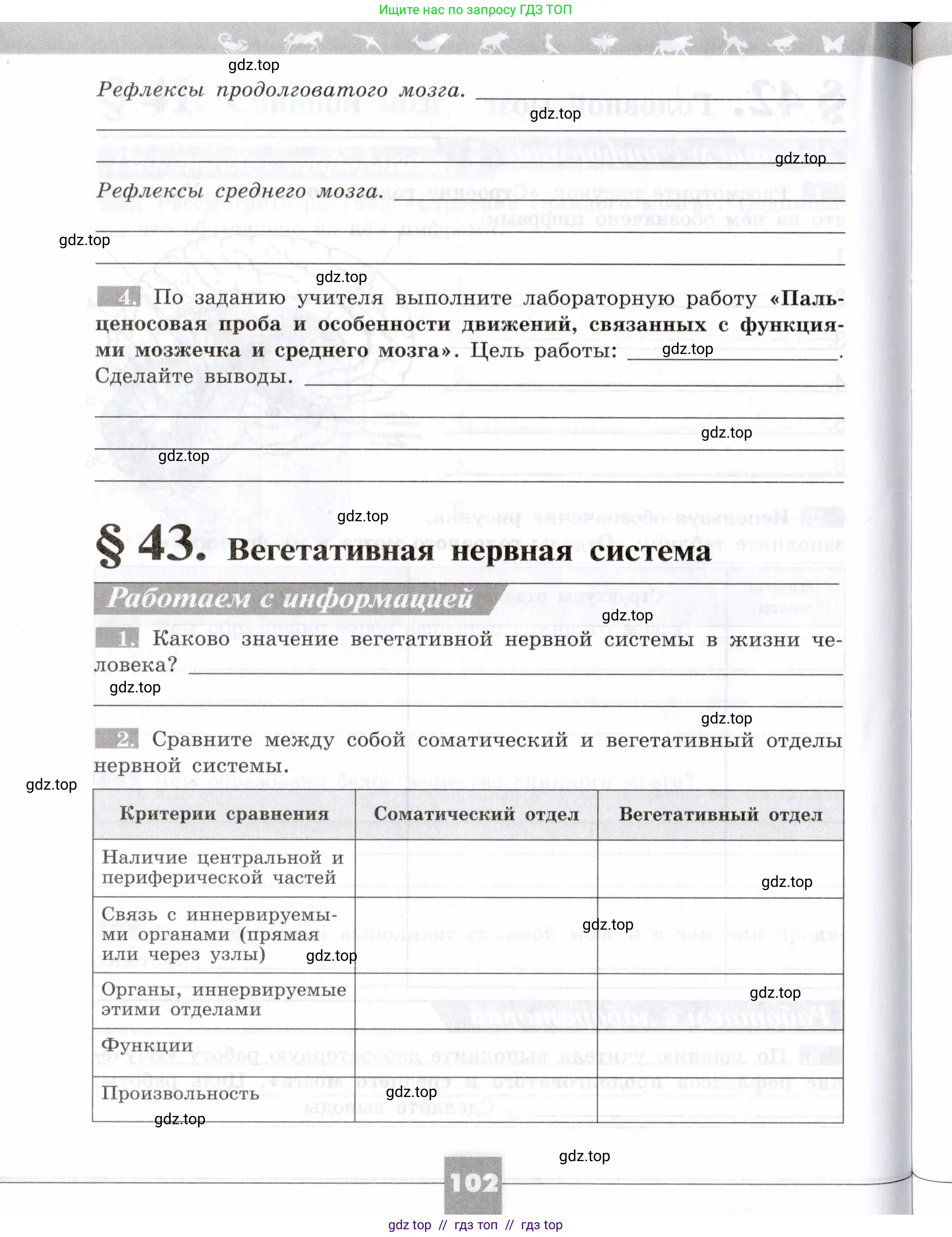 Биология, 8 класс рабочая тетрадь, авторы: Пасечник Владимир Васильевич, Швецов Глеб Геннадьевич, издательство Просвещение, Москва, 2019, страница 102