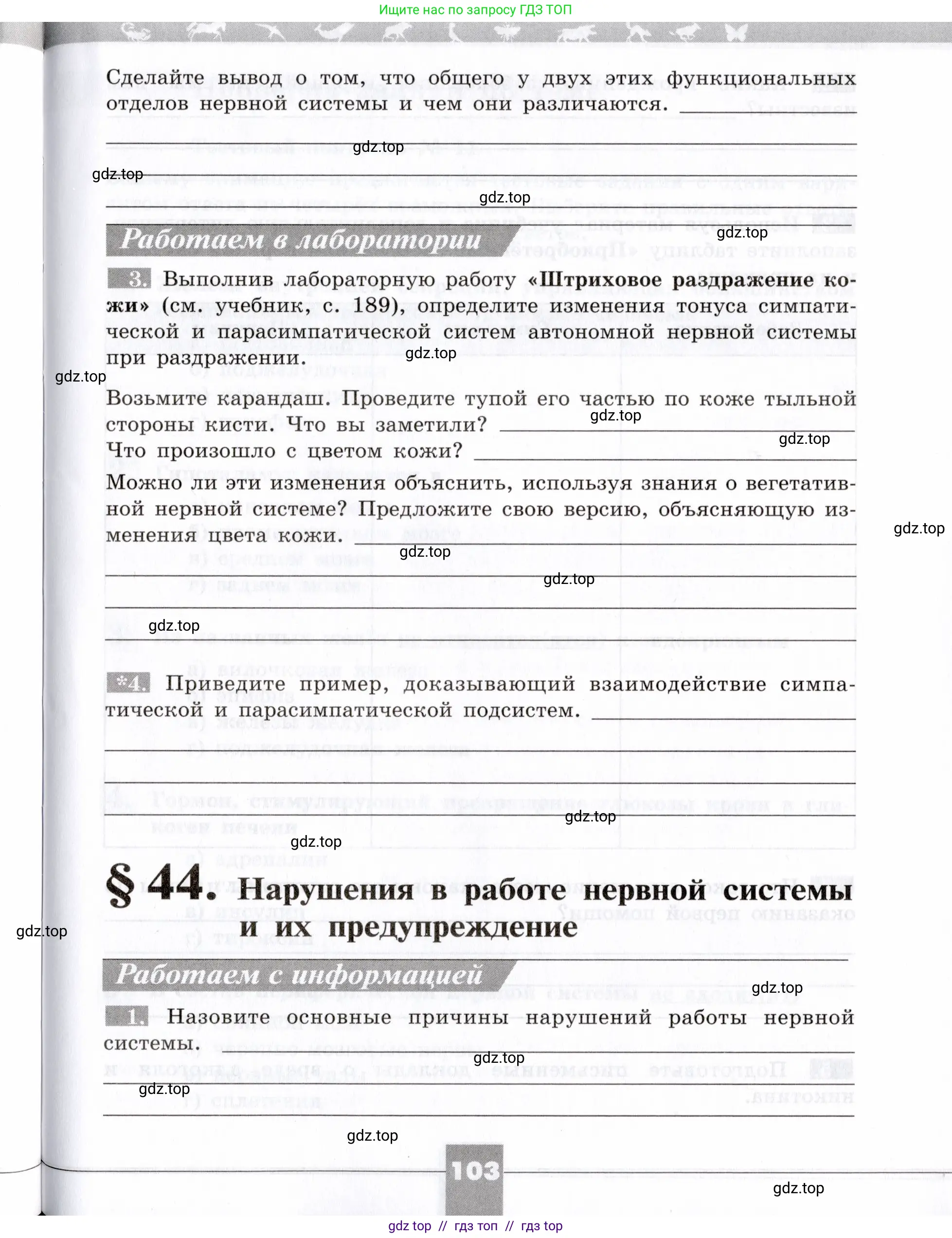 Биология, 8 класс рабочая тетрадь, авторы: Пасечник Владимир Васильевич, Швецов Глеб Геннадьевич, издательство Просвещение, Москва, 2019, страница 103