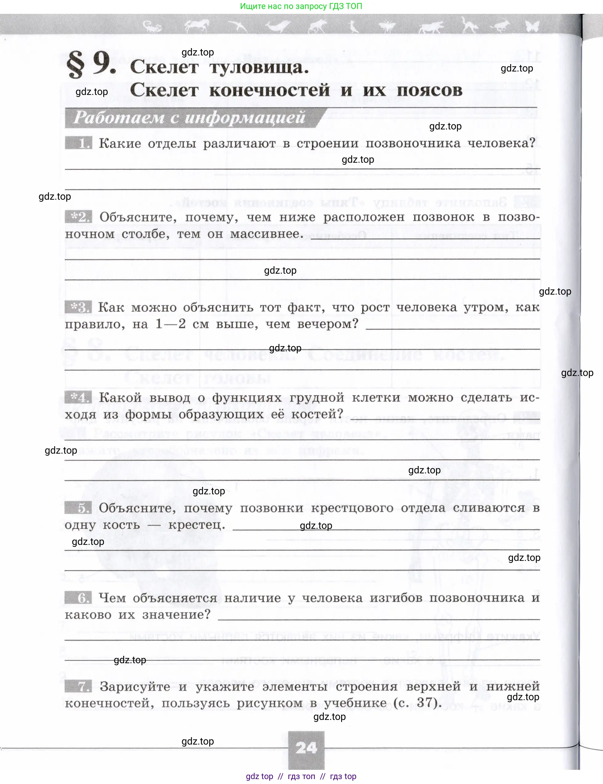 Биология, 8 класс рабочая тетрадь, авторы: Пасечник Владимир Васильевич, Швецов Глеб Геннадьевич, издательство Просвещение, Москва, 2019, страница 24