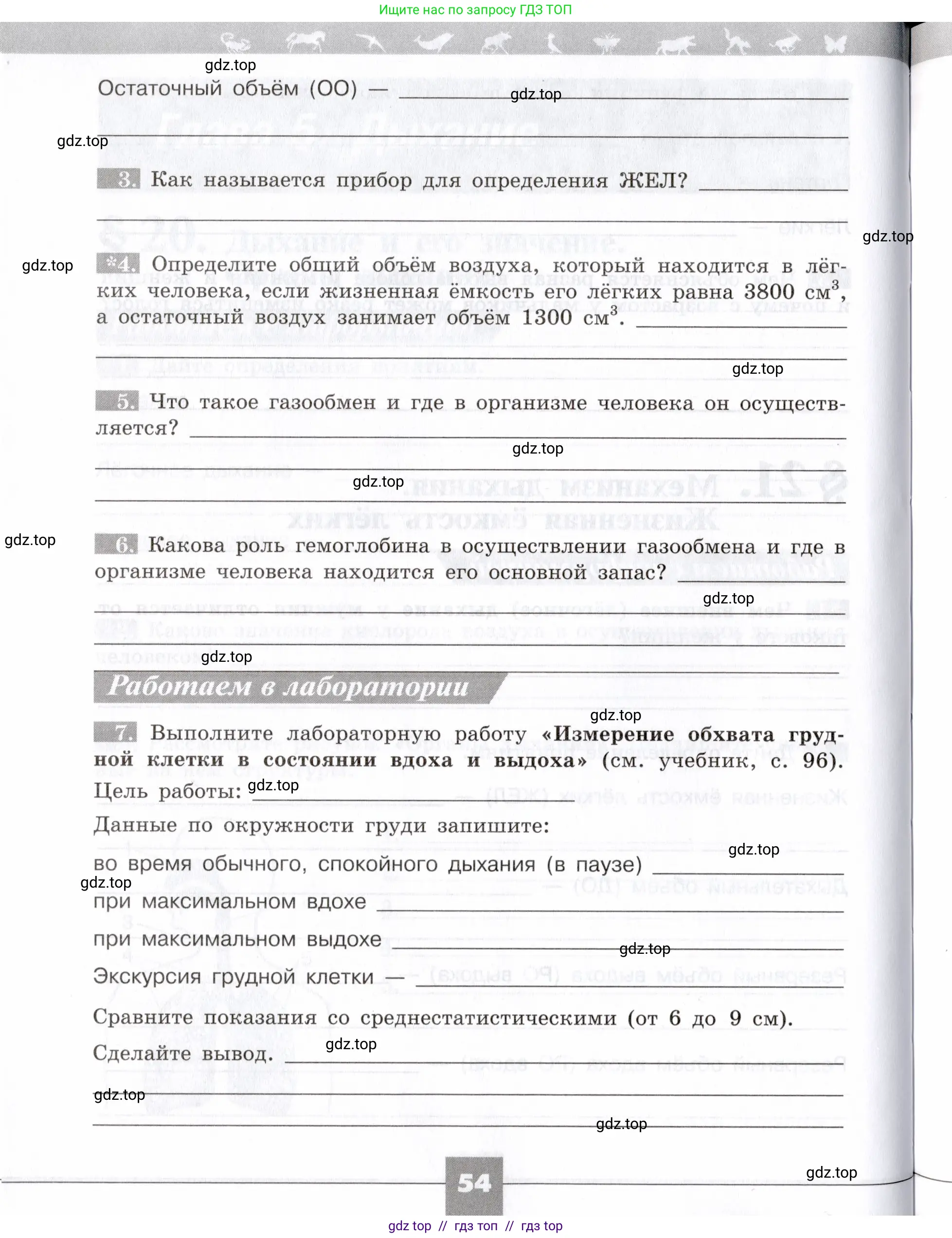 Биология, 8 класс рабочая тетрадь, авторы: Пасечник Владимир Васильевич, Швецов Глеб Геннадьевич, издательство Просвещение, Москва, 2019, страница 54