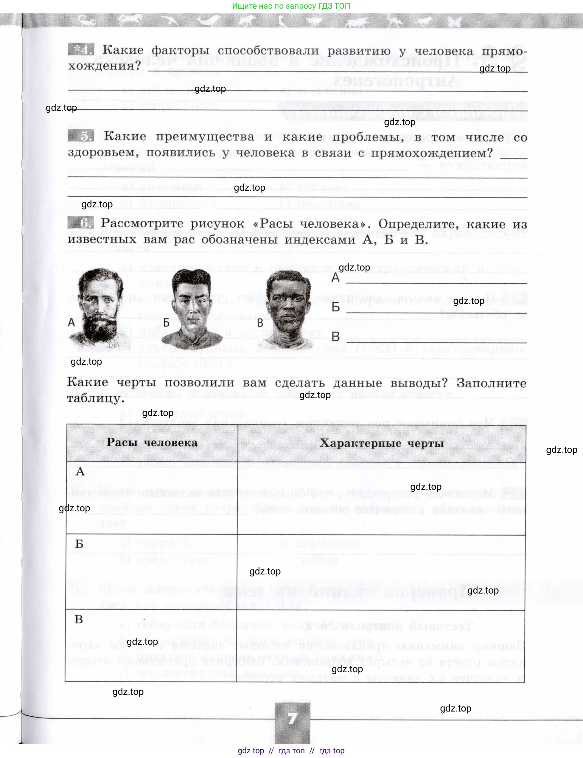 Биология, 8 класс рабочая тетрадь, авторы: Пасечник Владимир Васильевич, Швецов Глеб Геннадьевич, издательство Просвещение, Москва, 2019, страница 7