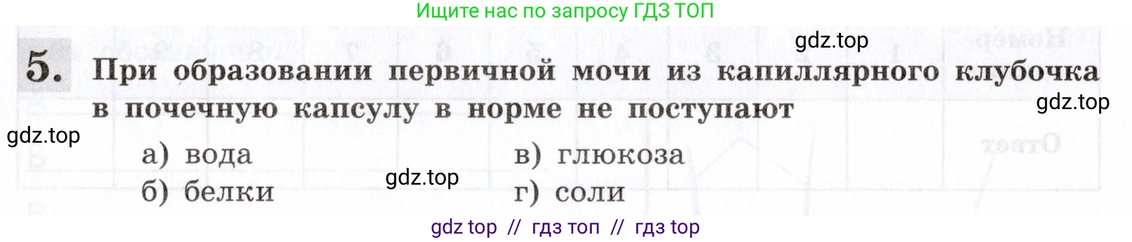 Биология, 8 класс рабочая тетрадь, авторы: Пасечник Владимир Васильевич, Швецов Глеб Геннадьевич, издательство Просвещение, Москва, 2019, страница 85, номер 5, Условие
