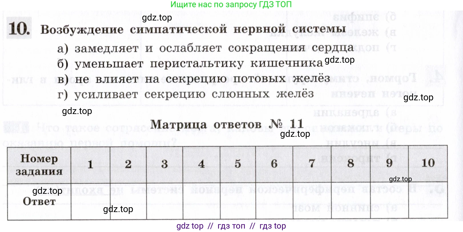 Биология, 8 класс рабочая тетрадь, авторы: Пасечник Владимир Васильевич, Швецов Глеб Геннадьевич, издательство Просвещение, Москва, 2019, страница 106, номер 10, Условие
