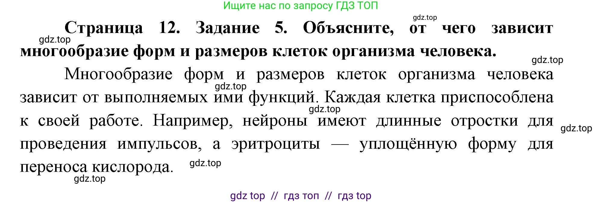 Биология, 8 класс рабочая тетрадь, авторы: Пасечник Владимир Васильевич, Швецов Глеб Геннадьевич, издательство Просвещение, Москва, 2019, страница 12, номер 5, Решение