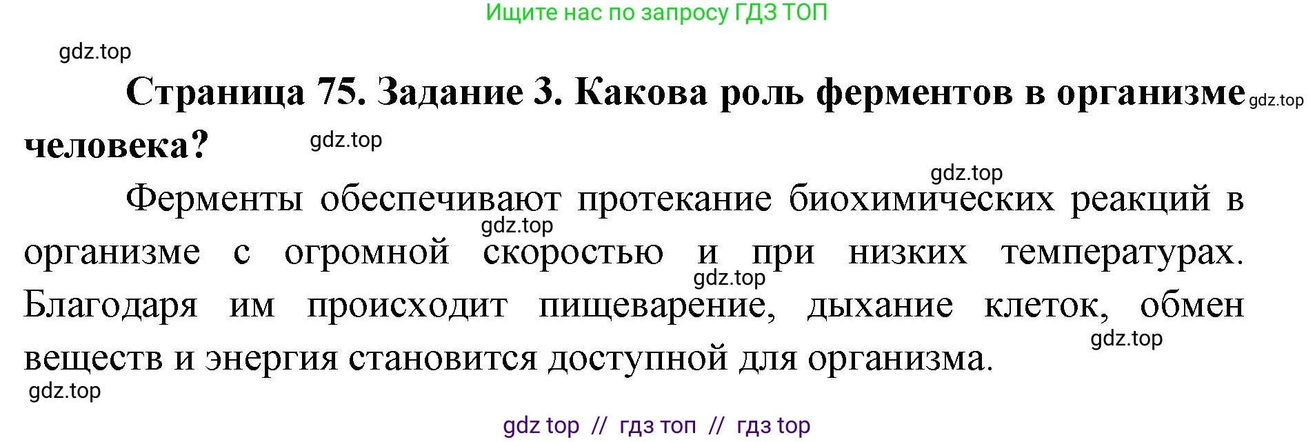 Биология, 8 класс рабочая тетрадь, авторы: Пасечник Владимир Васильевич, Швецов Глеб Геннадьевич, издательство Просвещение, Москва, 2019, страница 75, номер 3, Решение