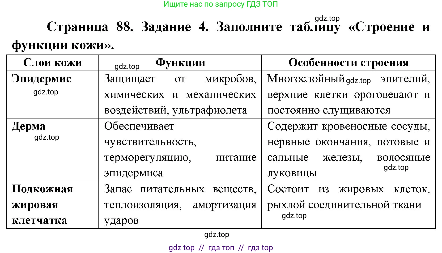 Биология, 8 класс рабочая тетрадь, авторы: Пасечник Владимир Васильевич, Швецов Глеб Геннадьевич, издательство Просвещение, Москва, 2019, страница 88, номер 4, Решение