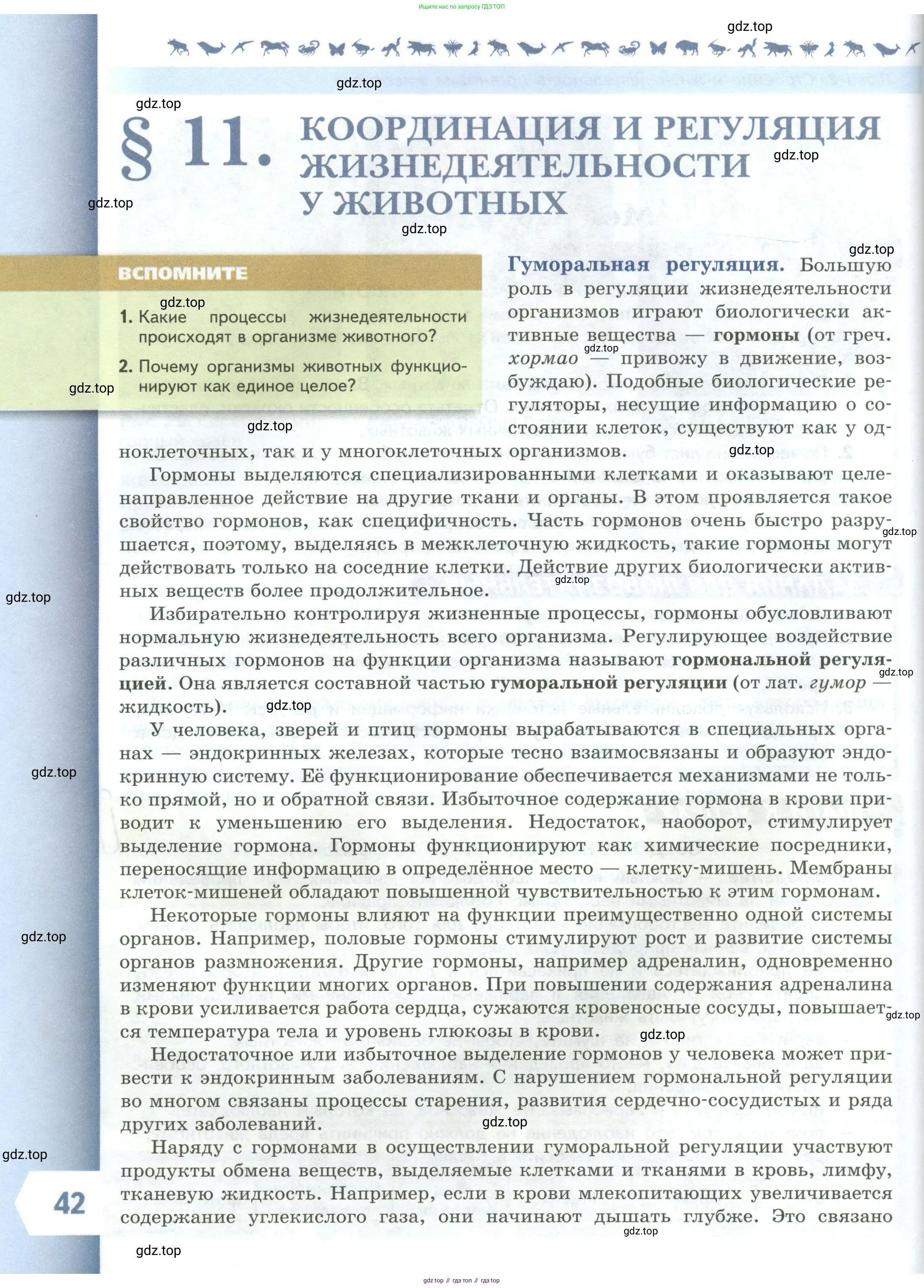 Биология, 8 класс Учебник, авторы: Пасечник Владимир Васильевич, Суматохин Сергей Витальевич, Гапонюк Зоя Георгиевна, издательство Просвещение, Москва, 2023, белого цвета, страница 42