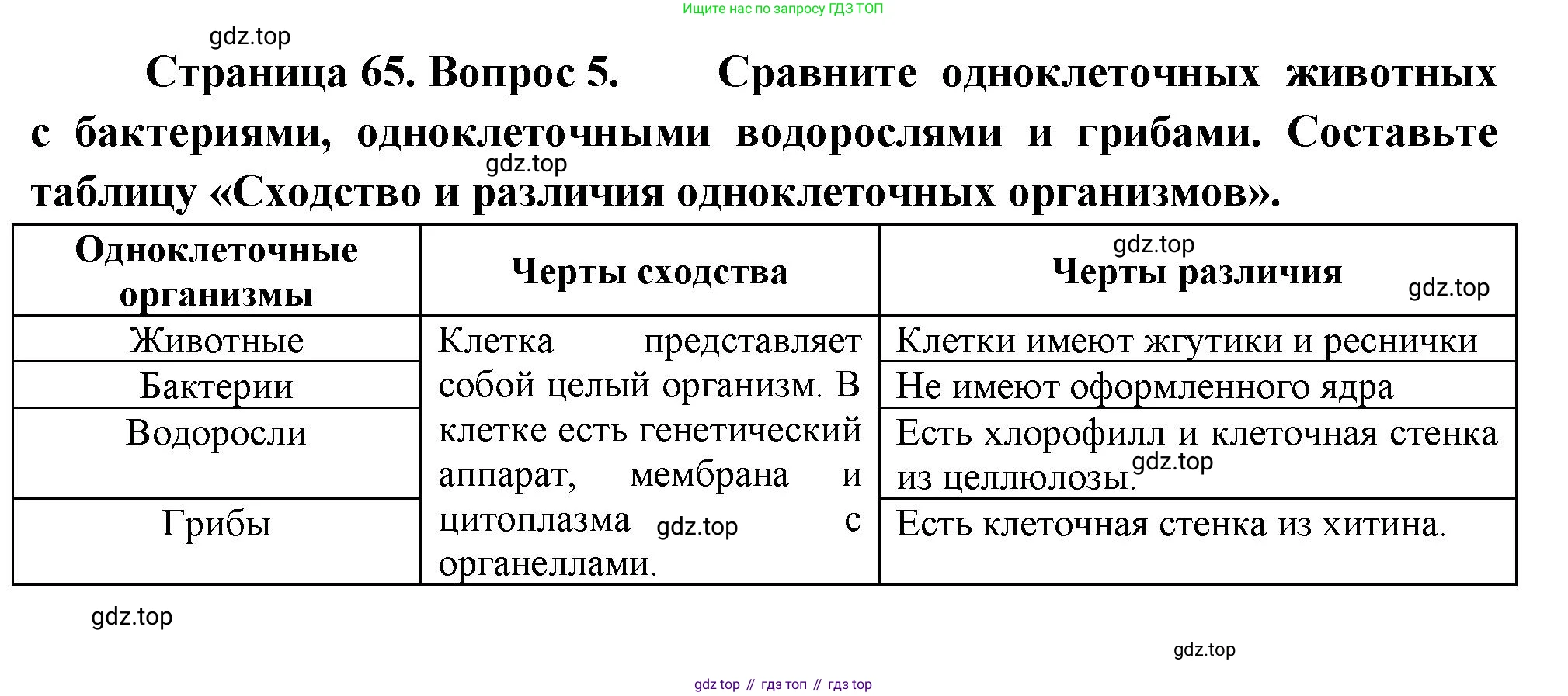 Биология, 8 класс Учебник, авторы: Пасечник Владимир Васильевич, Суматохин Сергей Витальевич, Гапонюк Зоя Георгиевна, издательство Просвещение, Москва, 2023, белого цвета, страница 65, номер 5, Решение