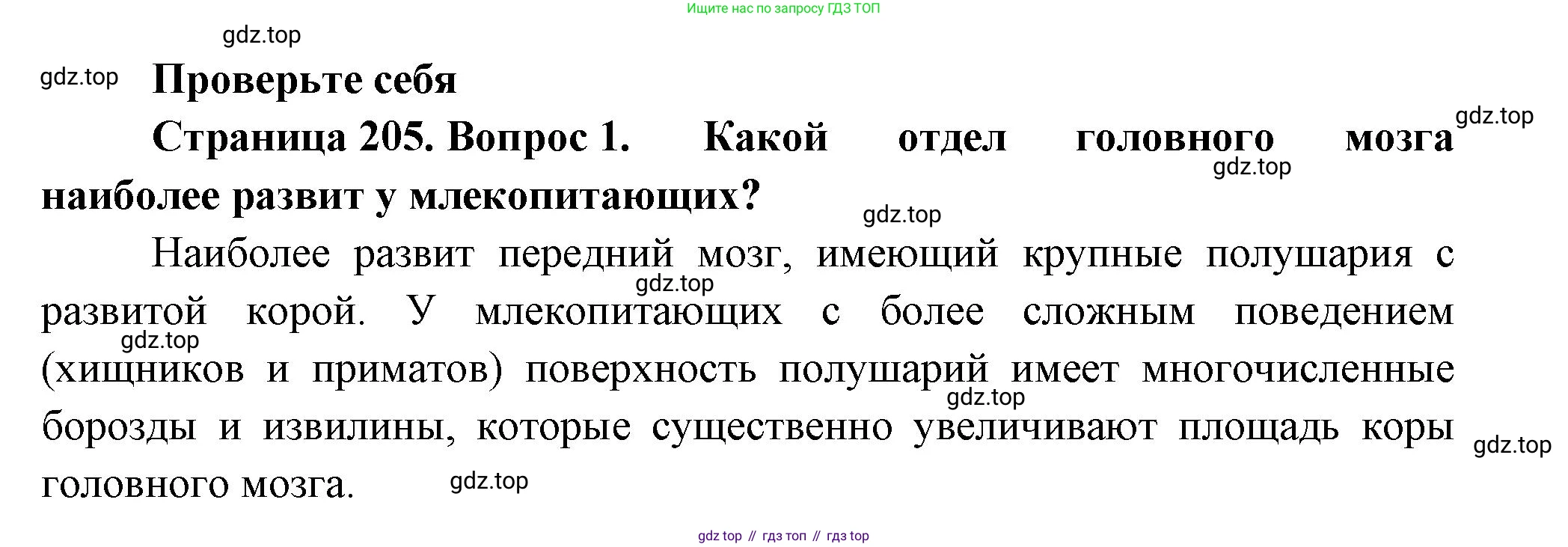 ГДЗ Биология, 8 класс Учебник, авторы: Пасечник Владимир Васильевич, Суматохин Сергей Витальевич, Гапонюк Зоя Георгиевна, издательство Просвещение, Москва, 2023, белого цвета, страница 205, номер 1, Решение
