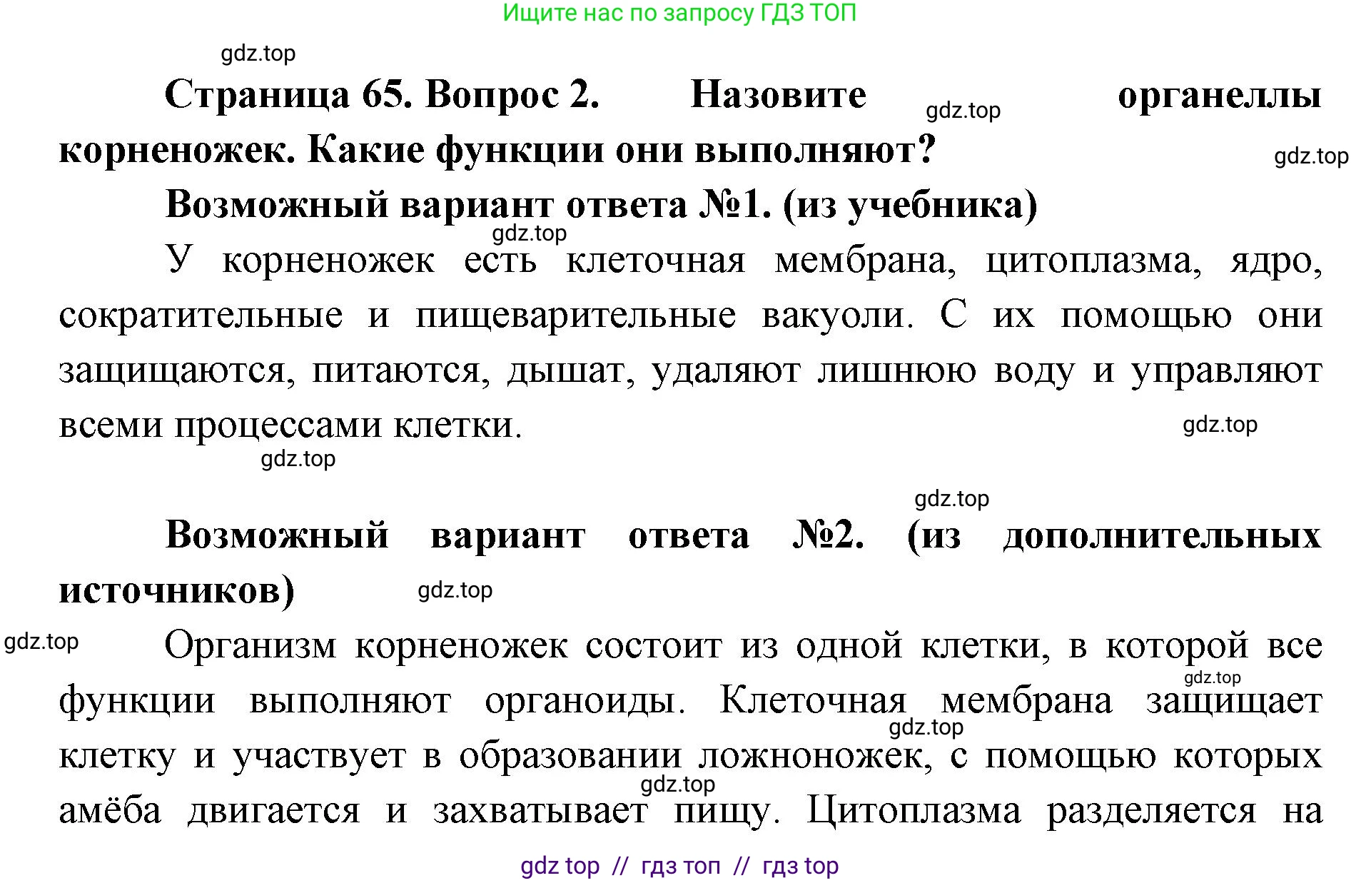 Биология, 8 класс Учебник, авторы: Пасечник Владимир Васильевич, Суматохин Сергей Витальевич, Гапонюк Зоя Георгиевна, издательство Просвещение, Москва, 2023, белого цвета, страница 65, номер 2, Решение 2