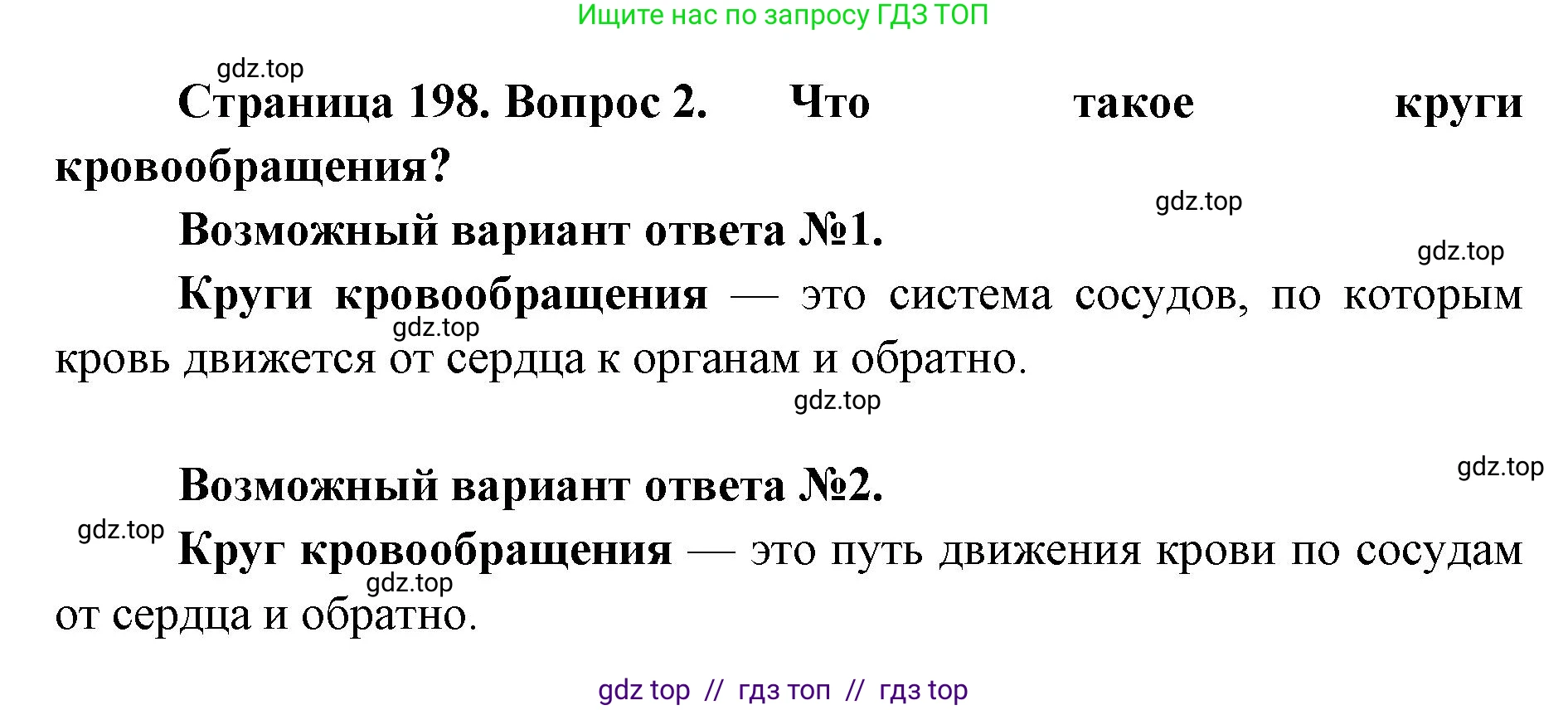 Биология, 8 класс Учебник, авторы: Пасечник Владимир Васильевич, Суматохин Сергей Витальевич, Гапонюк Зоя Георгиевна, издательство Просвещение, Москва, 2023, белого цвета, страница 198, номер 2, Решение 2