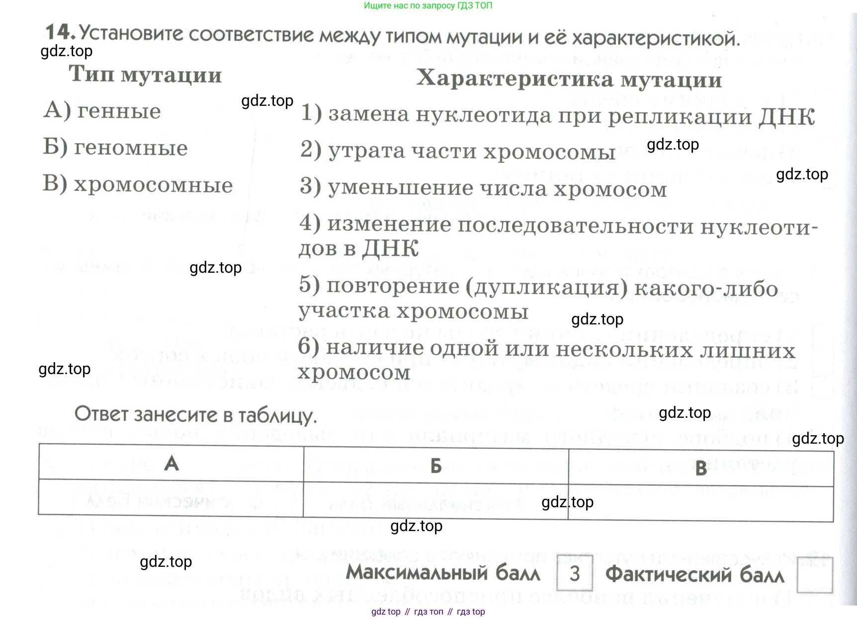 ГДЗ Биология, 9 класс Диагностические работы, авторы: Пасечник Владимир Васильевич, Швецов Глеб Геннадьевич, издательство Просвещение, Москва, 2021, зелёного цвета, страница 40, номер 14, Условие