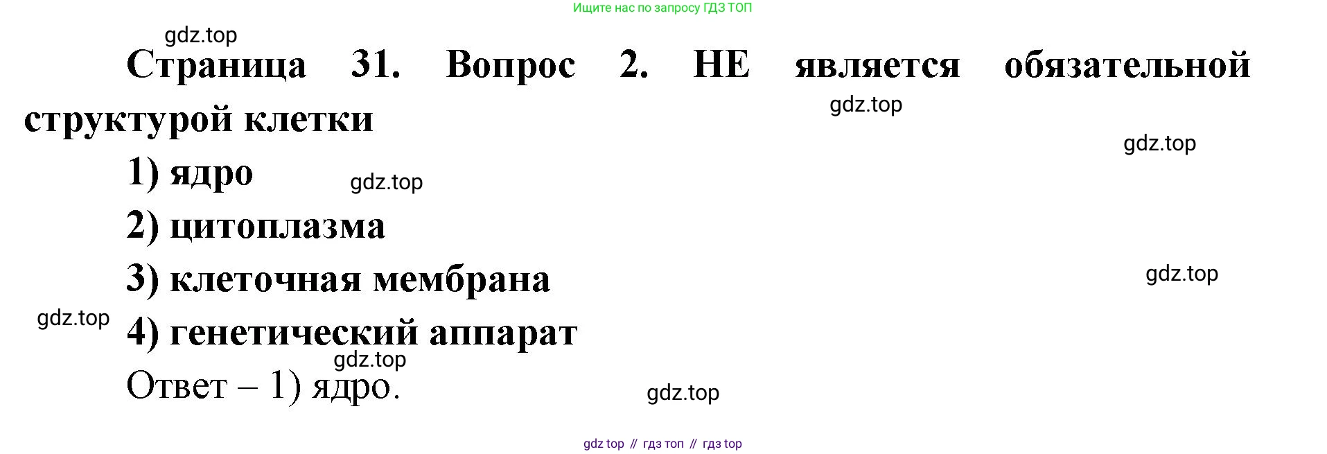 ГДЗ Биология, 9 класс Диагностические работы, авторы: Пасечник Владимир Васильевич, Швецов Глеб Геннадьевич, издательство Просвещение, Москва, 2021, зелёного цвета, страница 31, номер 2, Решение